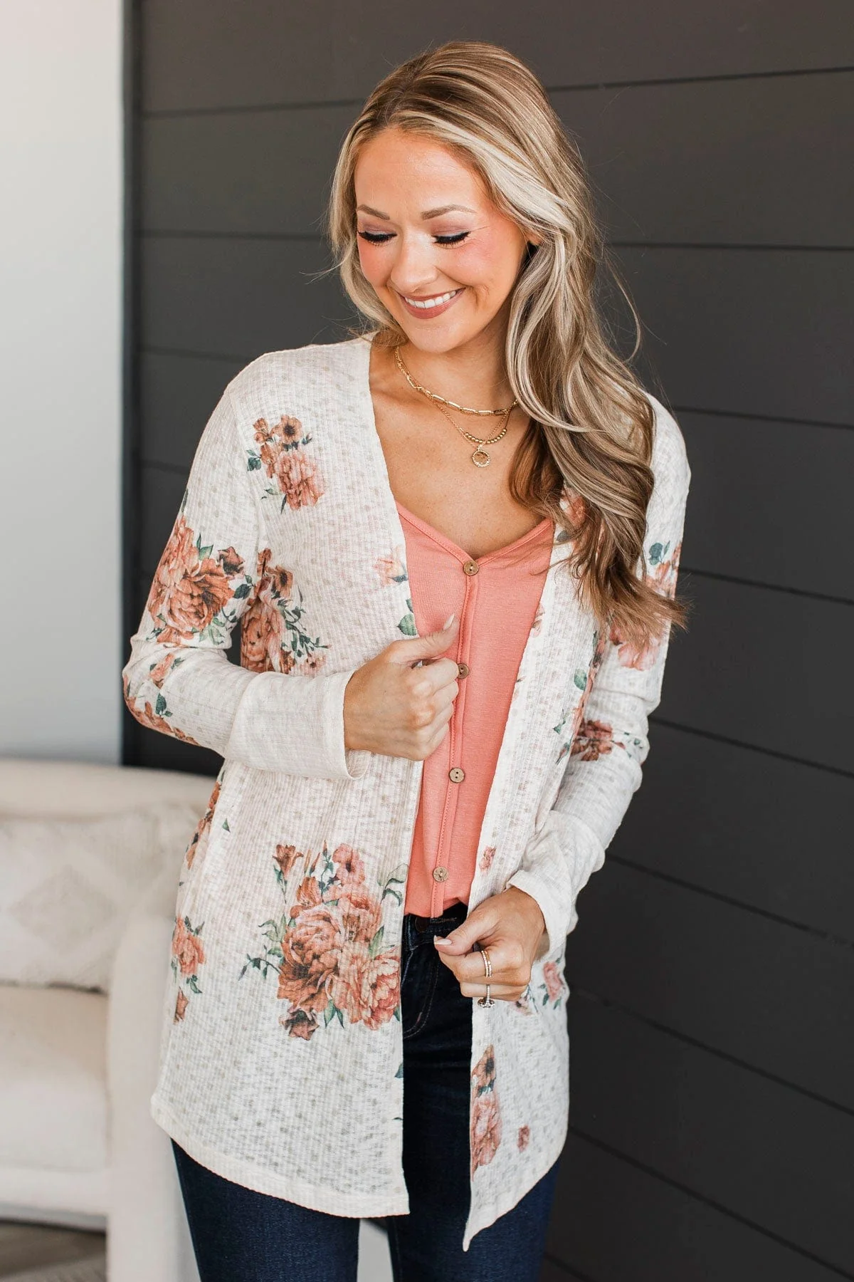 Walk By My Side Floral Cardigan- Ivory - Image 5