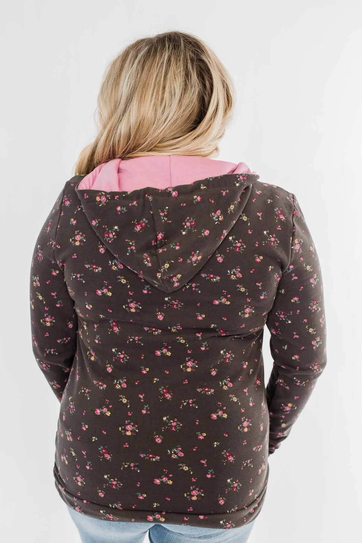 Walk In The Park Floral Drawstring Hoodie- Dusty Charcoal - Image 20