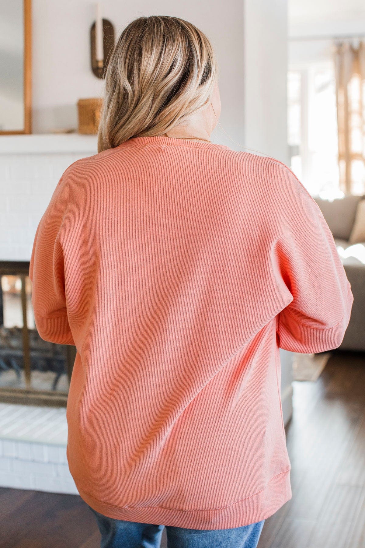 Walk My Way Corduroy Knit Crew Neck- Sherbet - Image 7