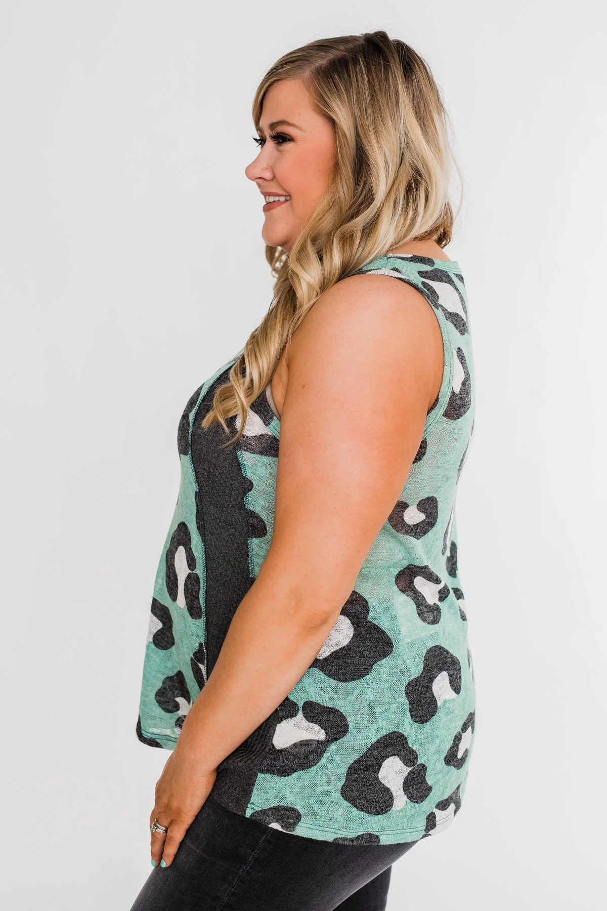 Walk On The Wild Side Tank Top- Charcoal & Teal - Image 11
