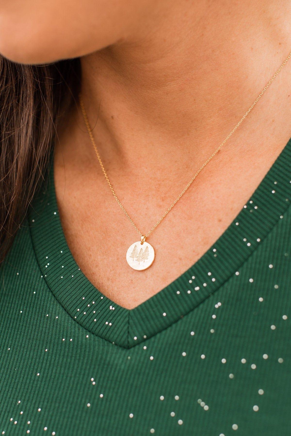 Walk Through The Pines Pendant Necklace- Gold - Image 3