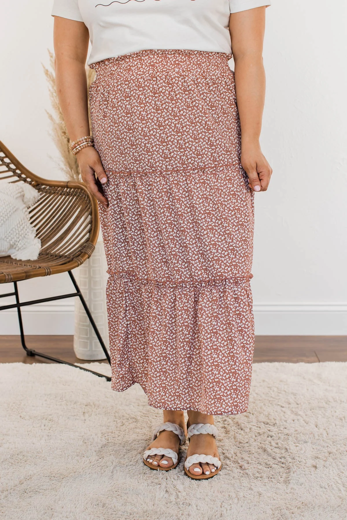 Walk Through The Prairie Floral Skirt- Rust - Image 5