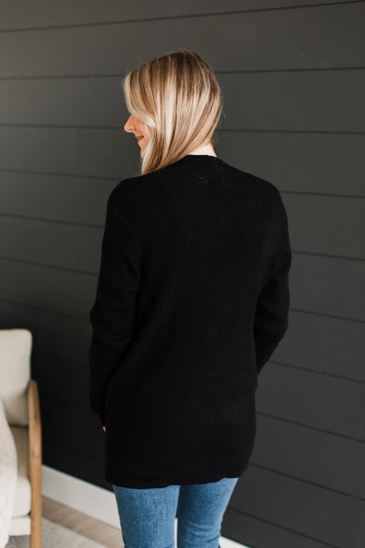 Walking On Clouds Knit Cardigan- Black - Image 8