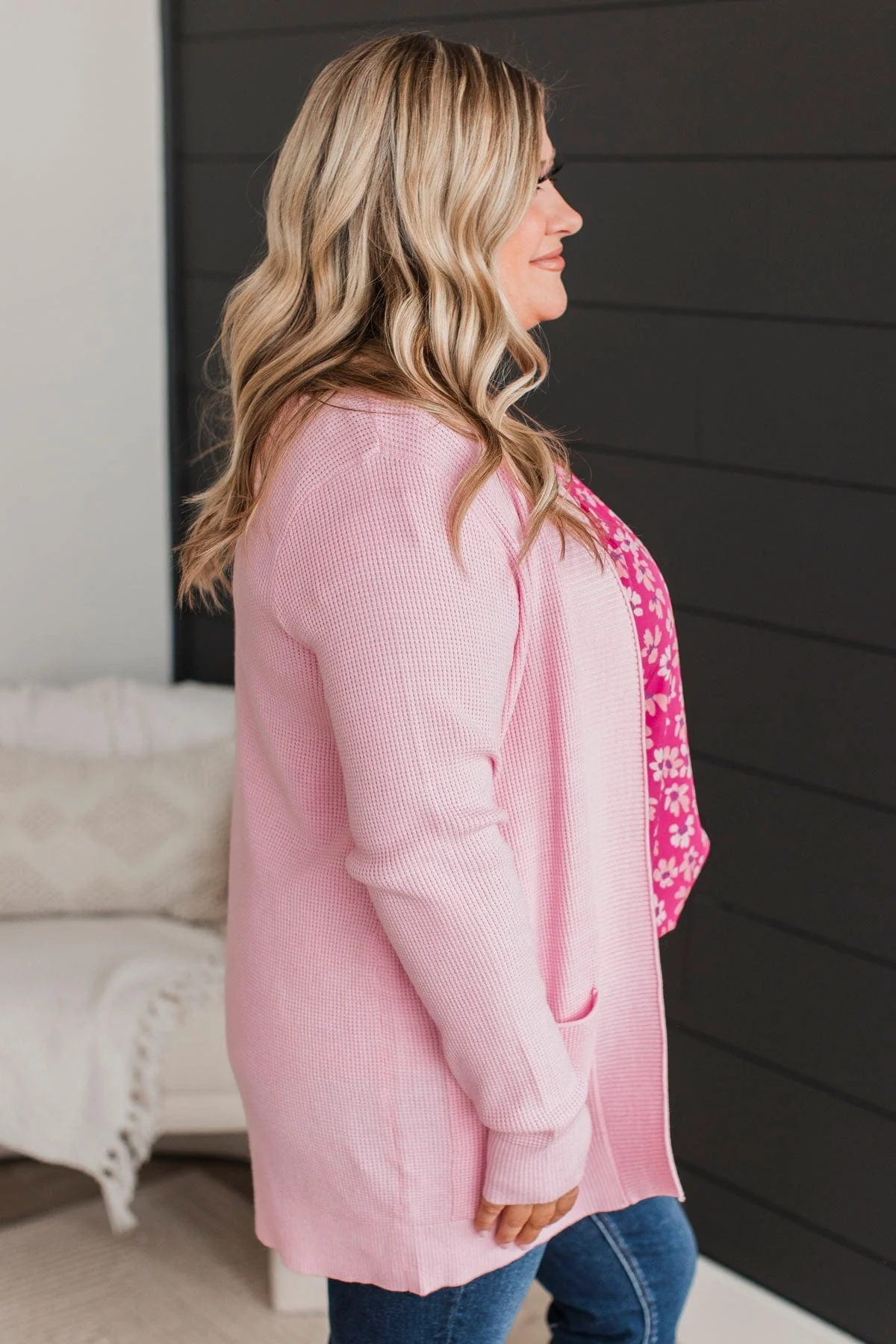 Walking On Clouds Knit Cardigan- Light Pink - Image 6