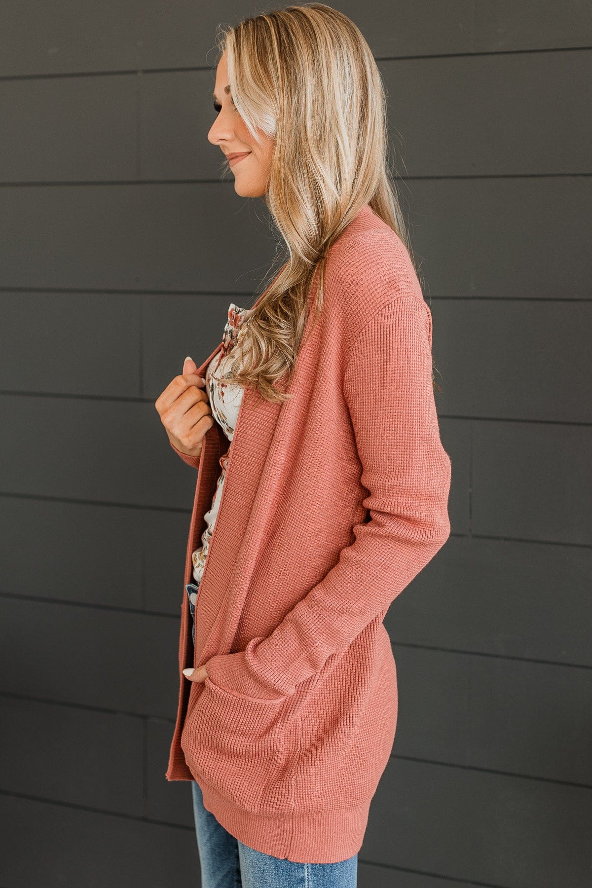 Walking On Clouds Knit Cardigan- Rust - Image 5