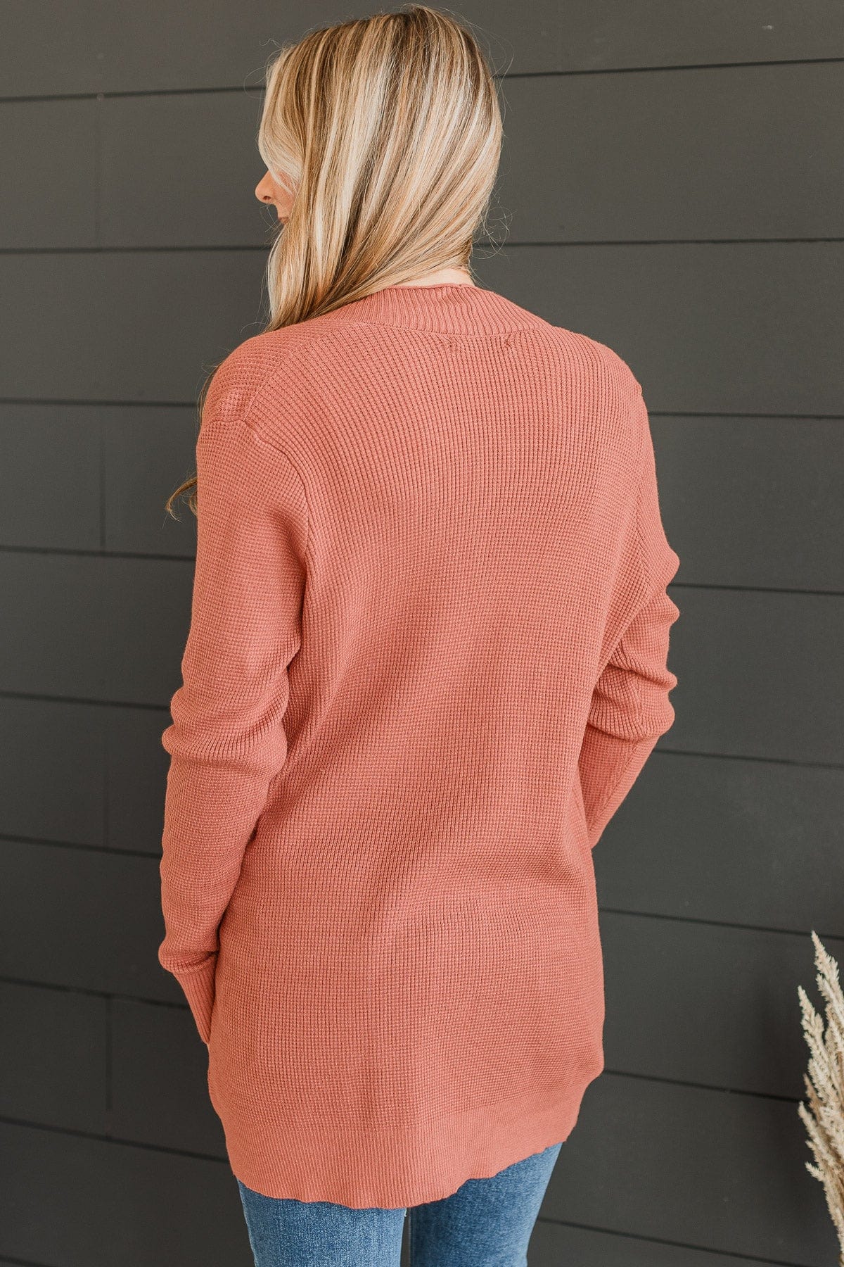Walking On Clouds Knit Cardigan- Rust - Image 7