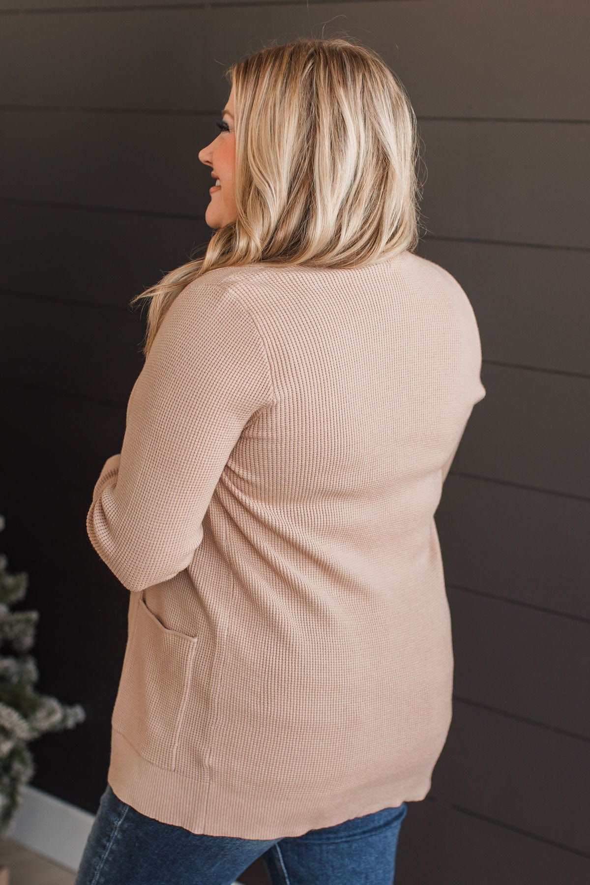 Walking On Clouds Knit Cardigan- Taupe - Image 6