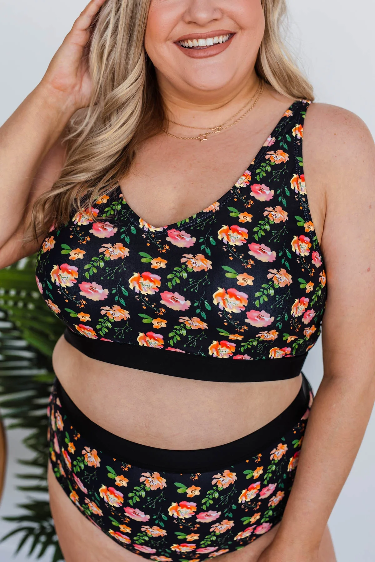 Walking On Sunshine Swim Top- Black Floral - Image 7