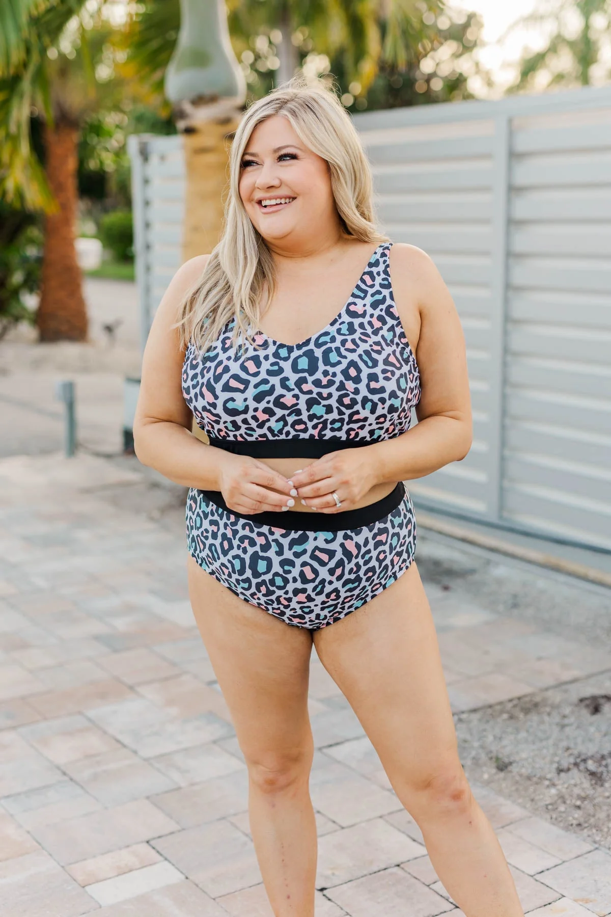 Walking On Sunshine Swim Top- Leopard Multi-Color - Image 4