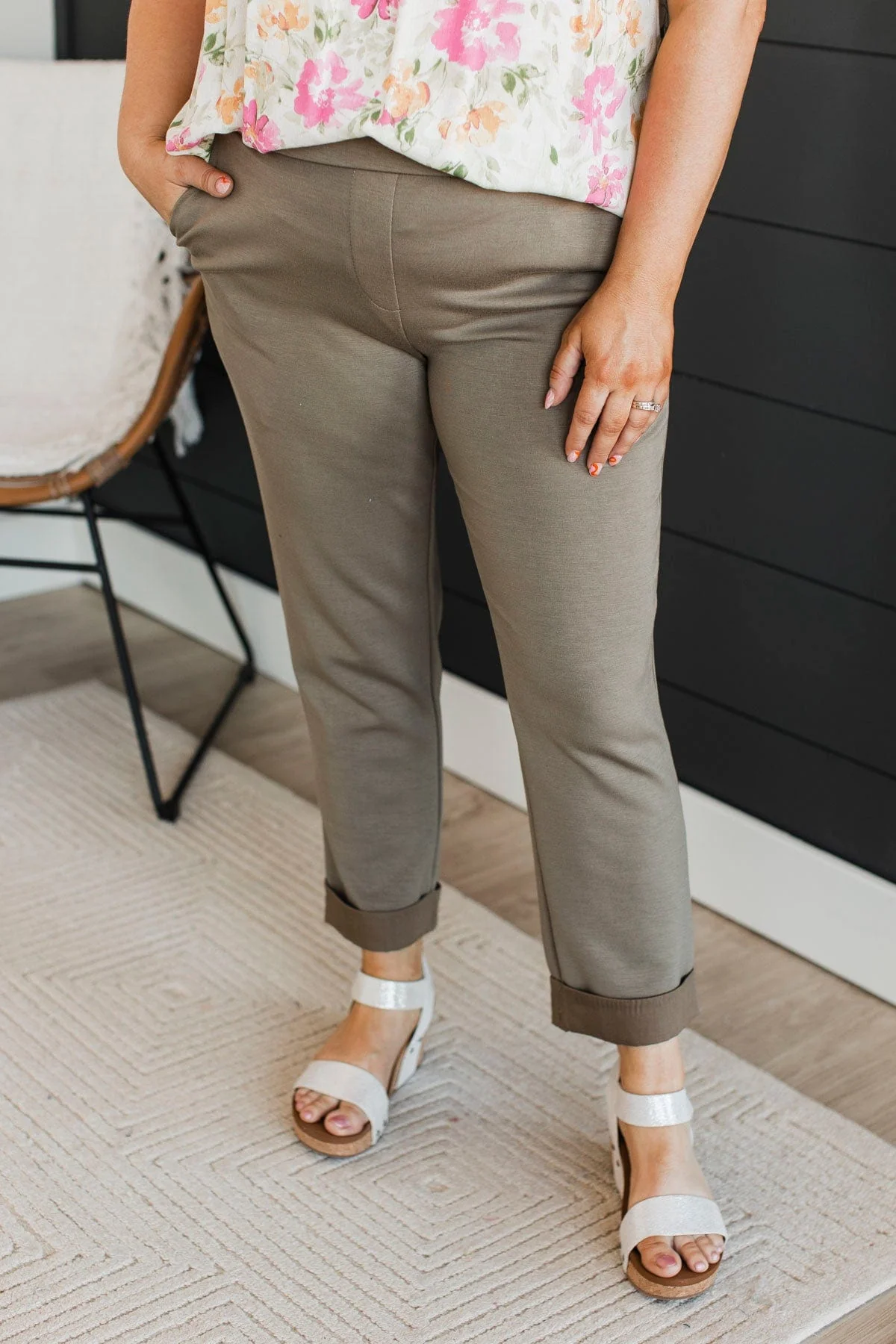 Walking The Walk Knit Pants- Olive - Image 2