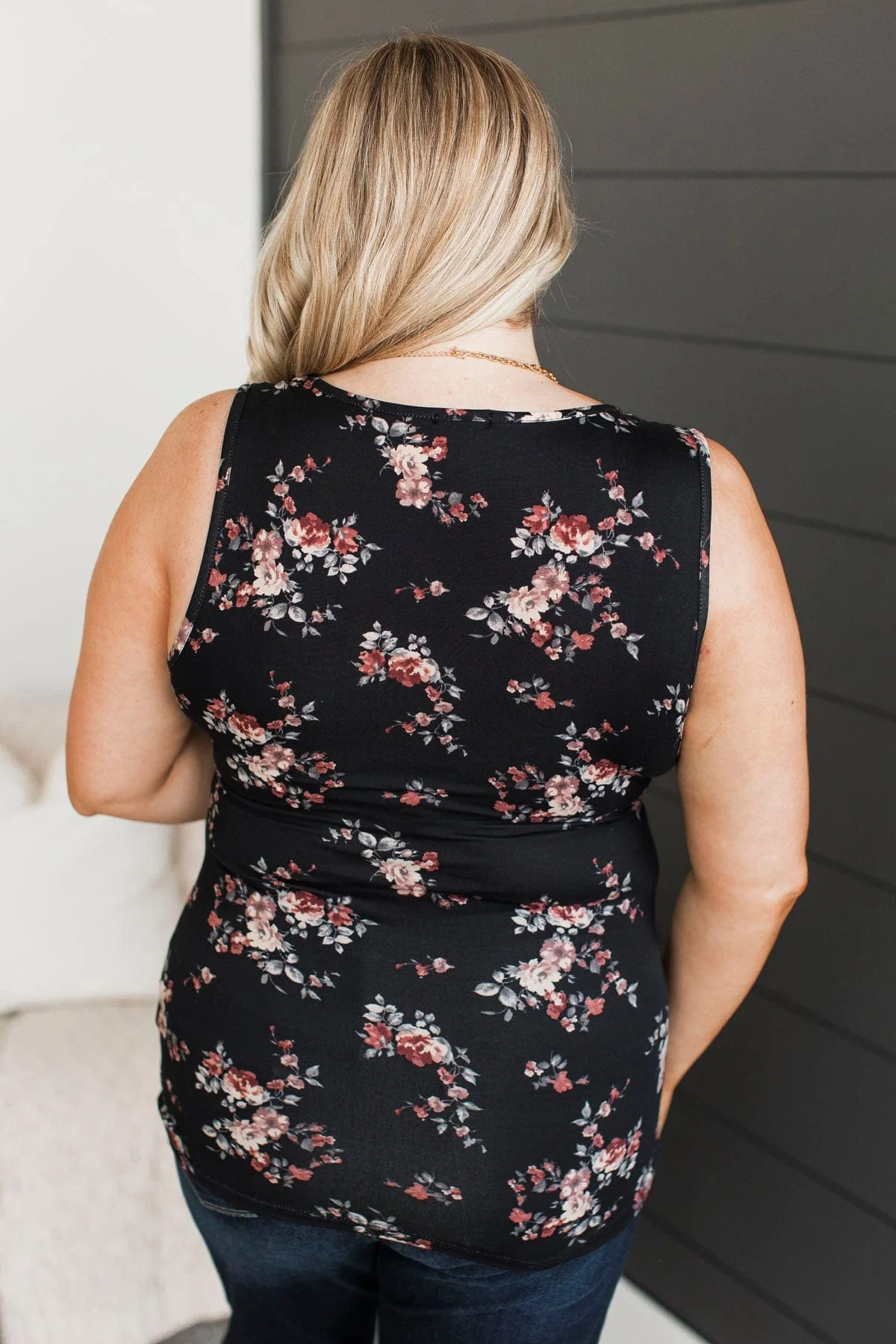 Walking Through Flowers Floral Tank Top- Black - Image 8