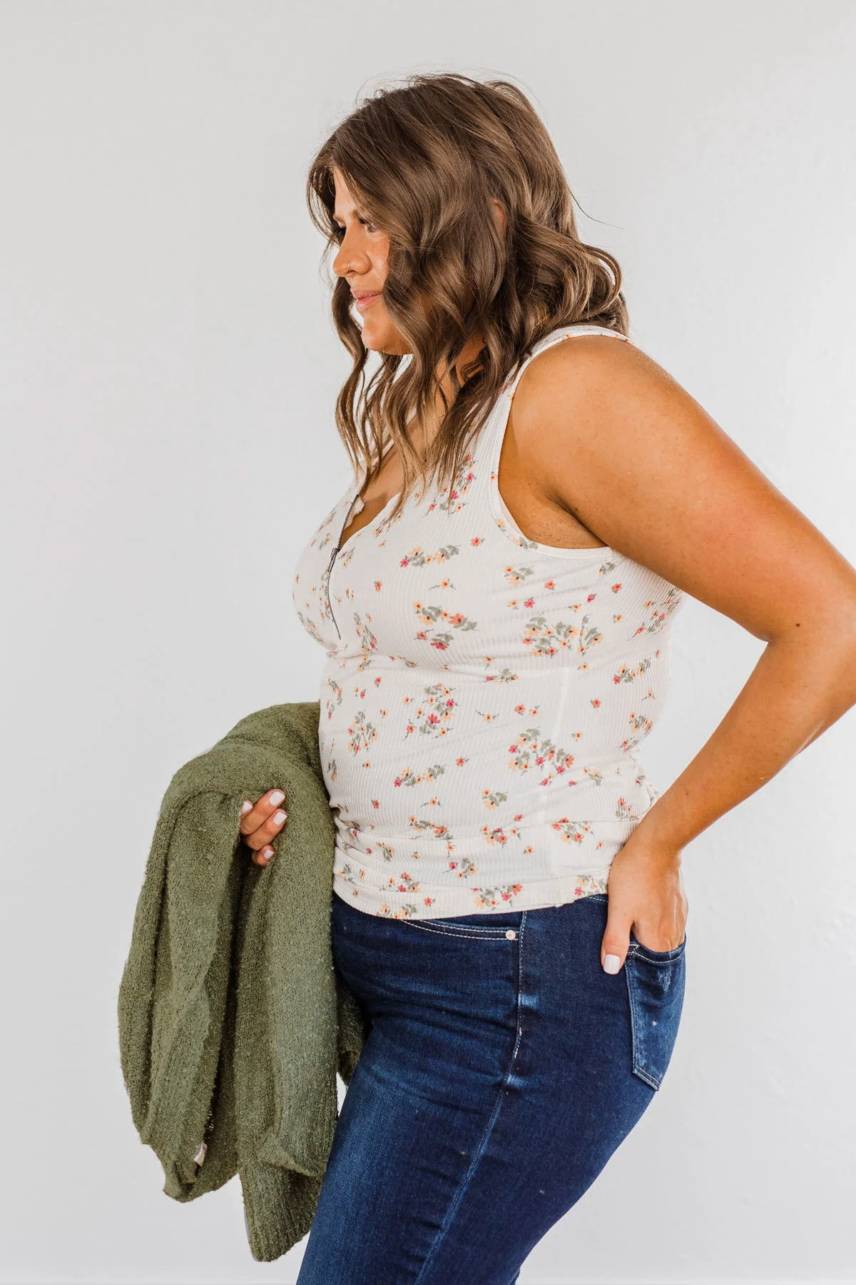 Walking Through Life Floral Tank Top- Ivory - Image 8