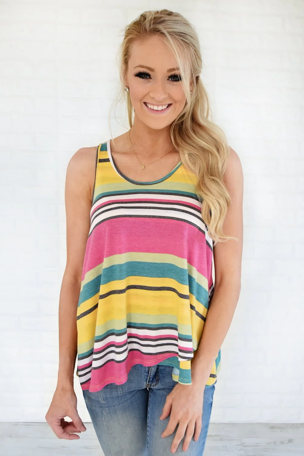 Wander On Tank Top ~ Green & Yellow - Image 4