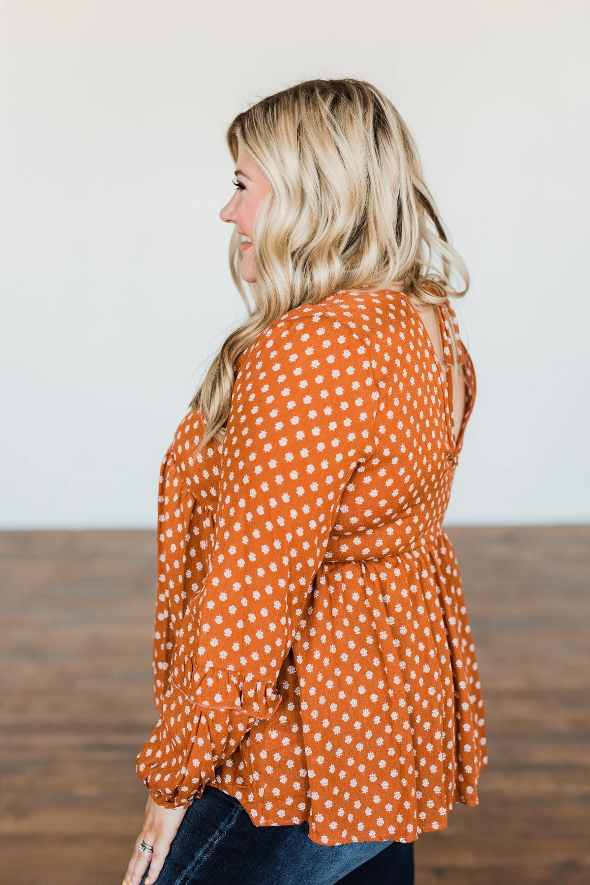 Wander Through The Wildflowers Blouse- Deep Burnt Orange - Image 4