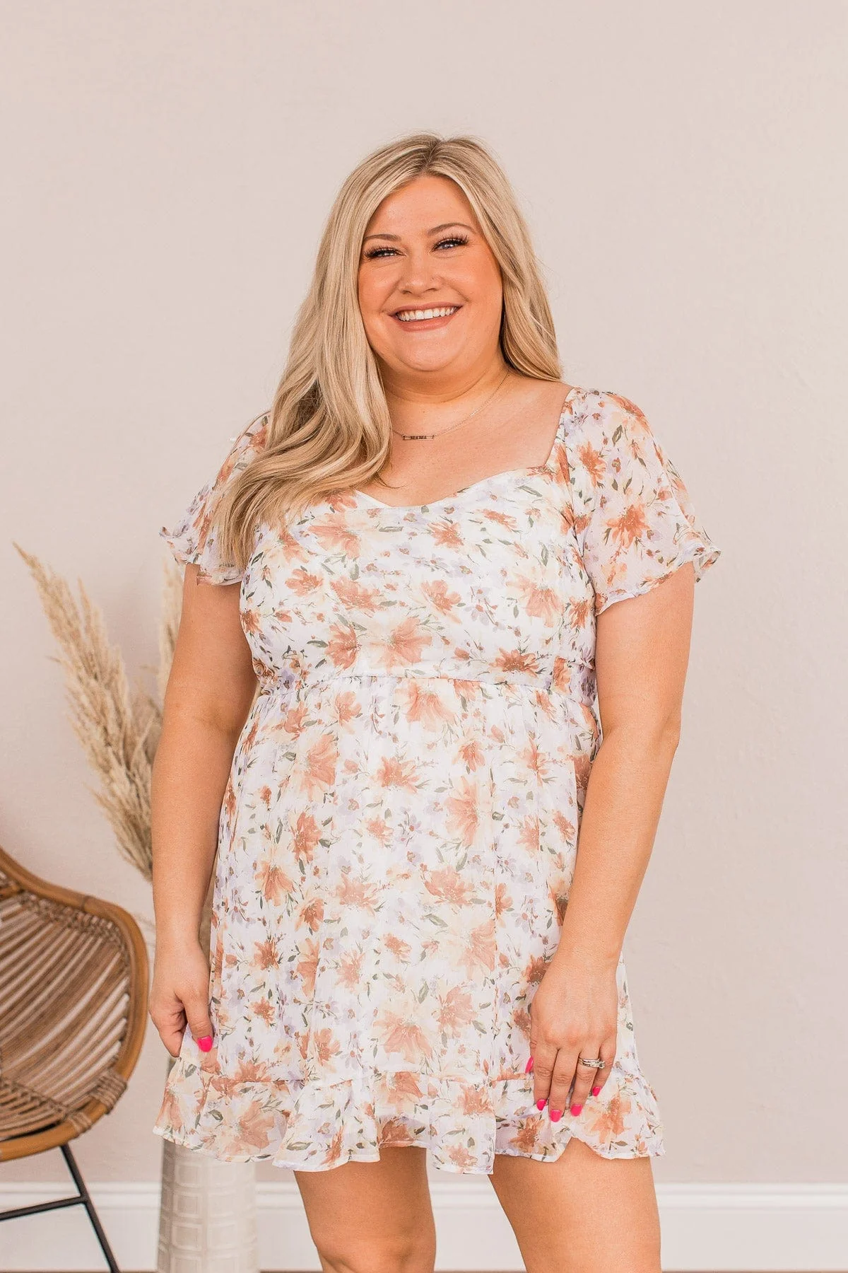 Wandering In The Garden Mini Dress- Ivory