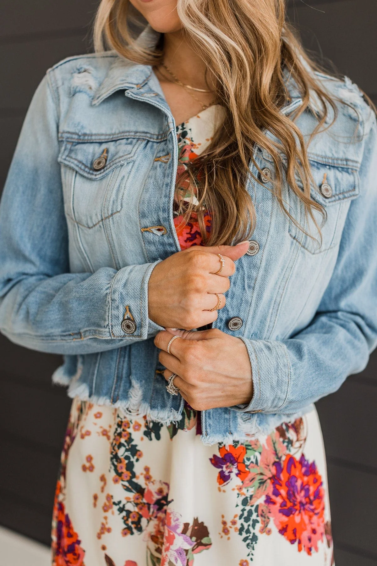 Wandering The World Denim Jacket- Light Wash - Image 3