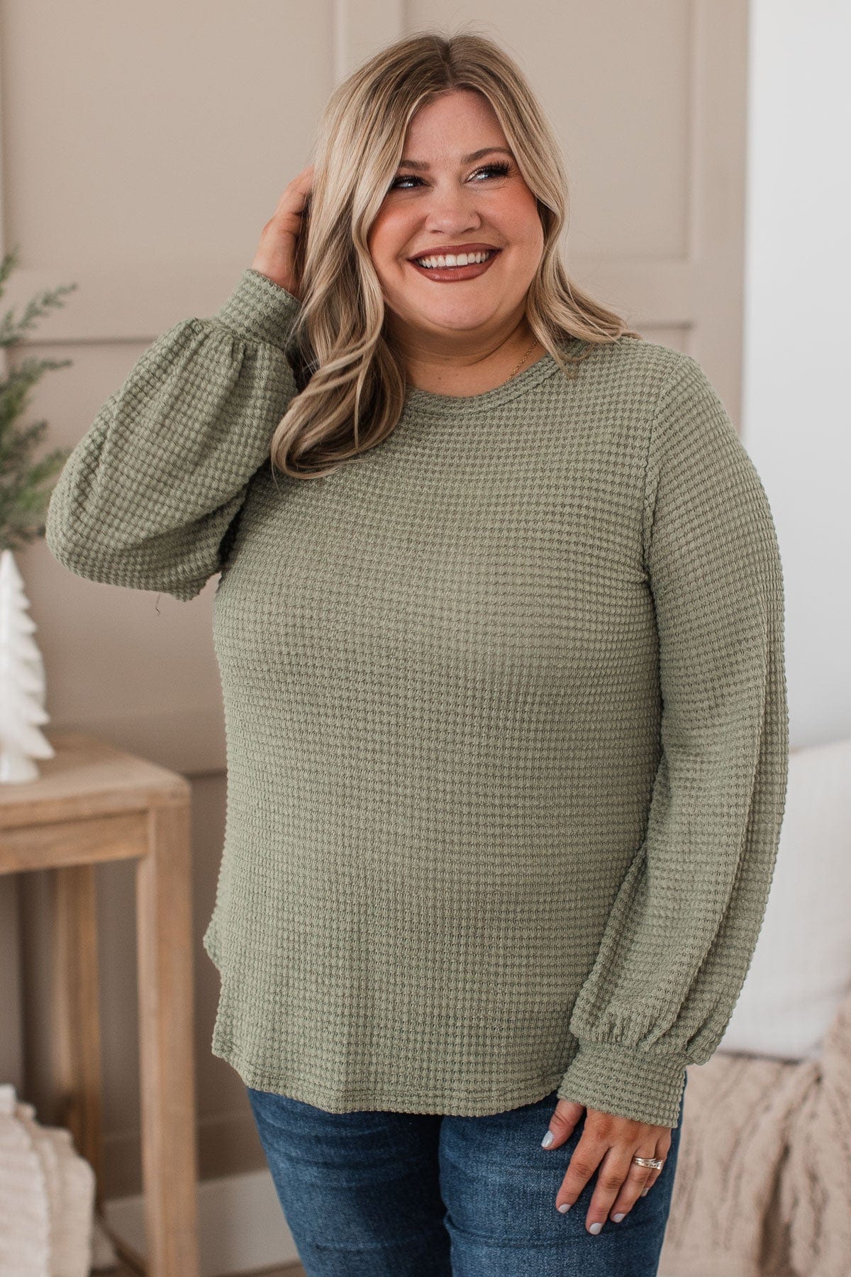Want To Be Loved Knit Top- Sage - Image 3