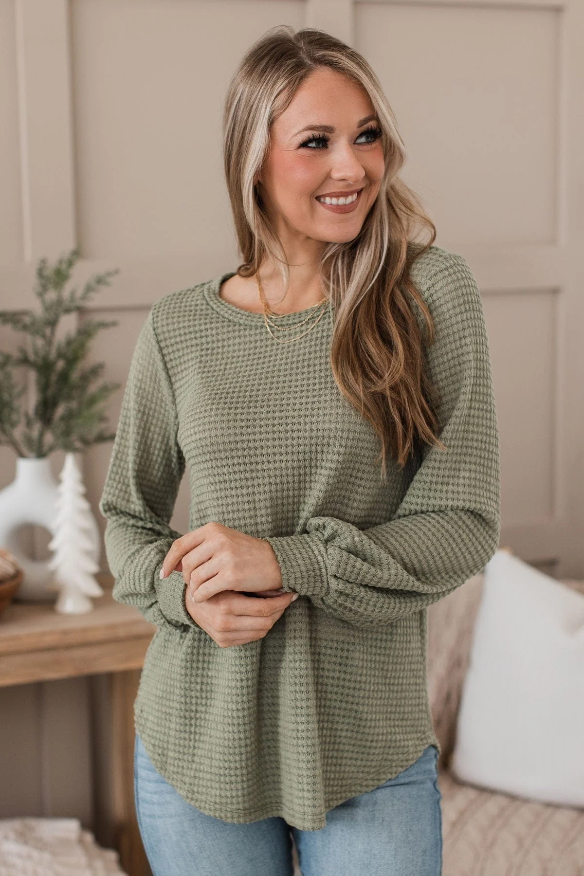 Want To Be Loved Knit Top- Sage - Image 4