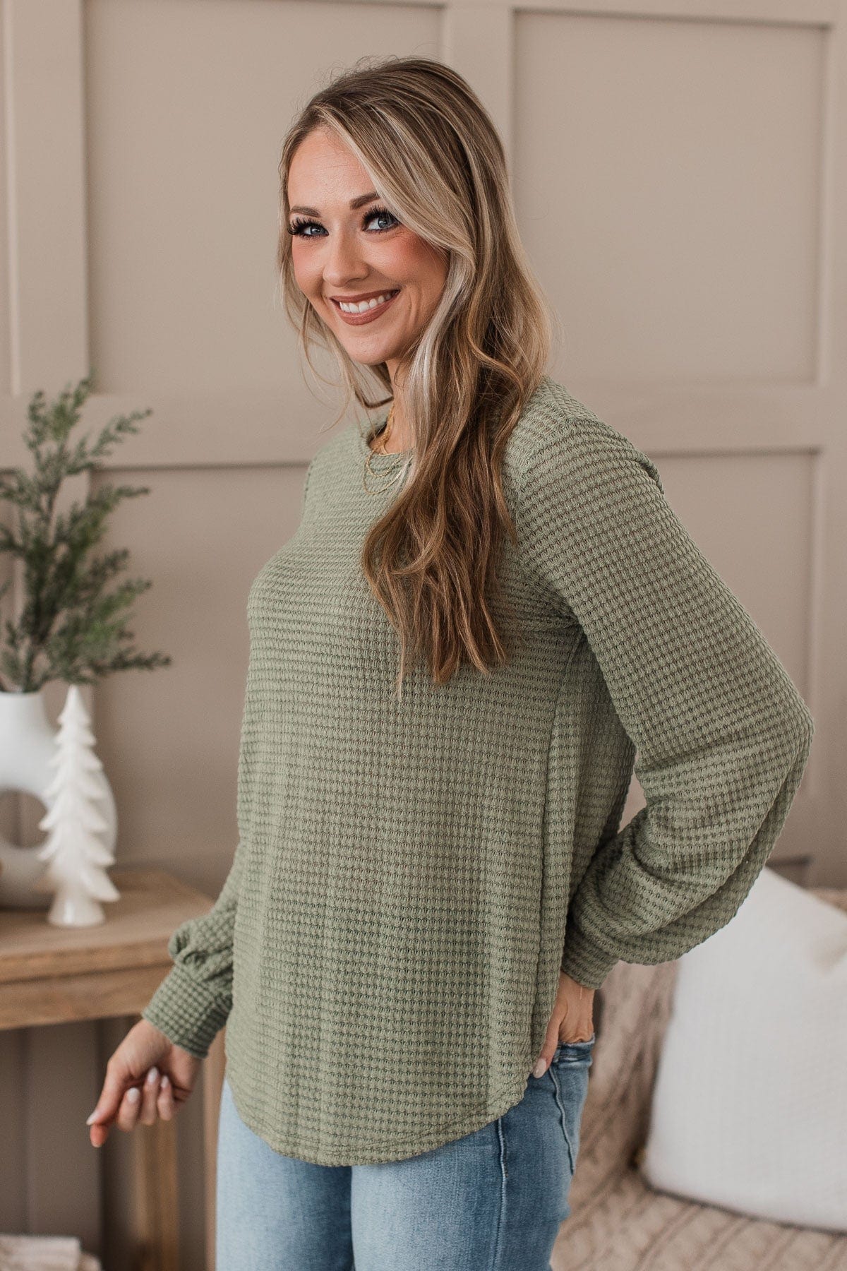 Want To Be Loved Knit Top- Sage - Image 6