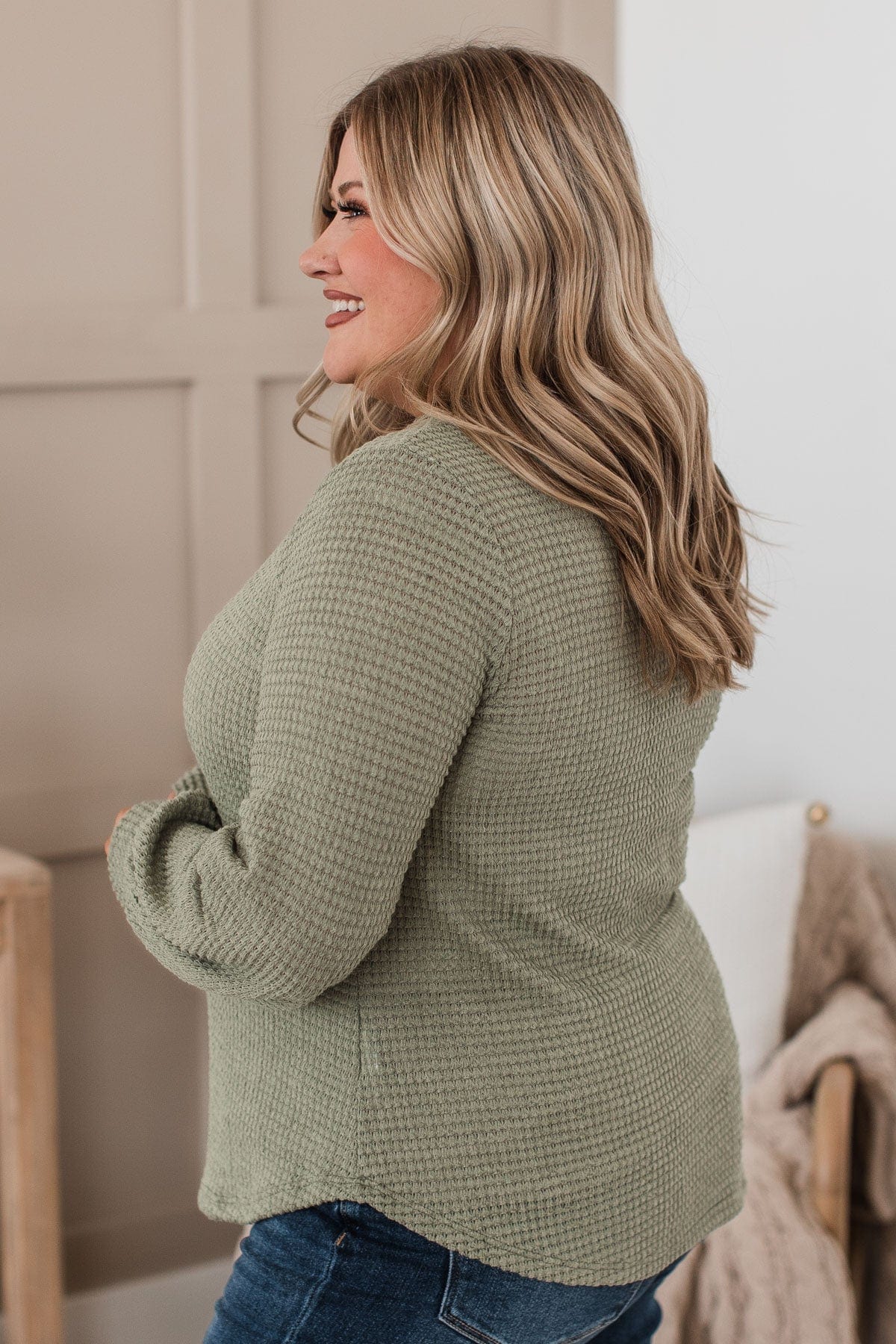 Want To Be Loved Knit Top- Sage - Image 8