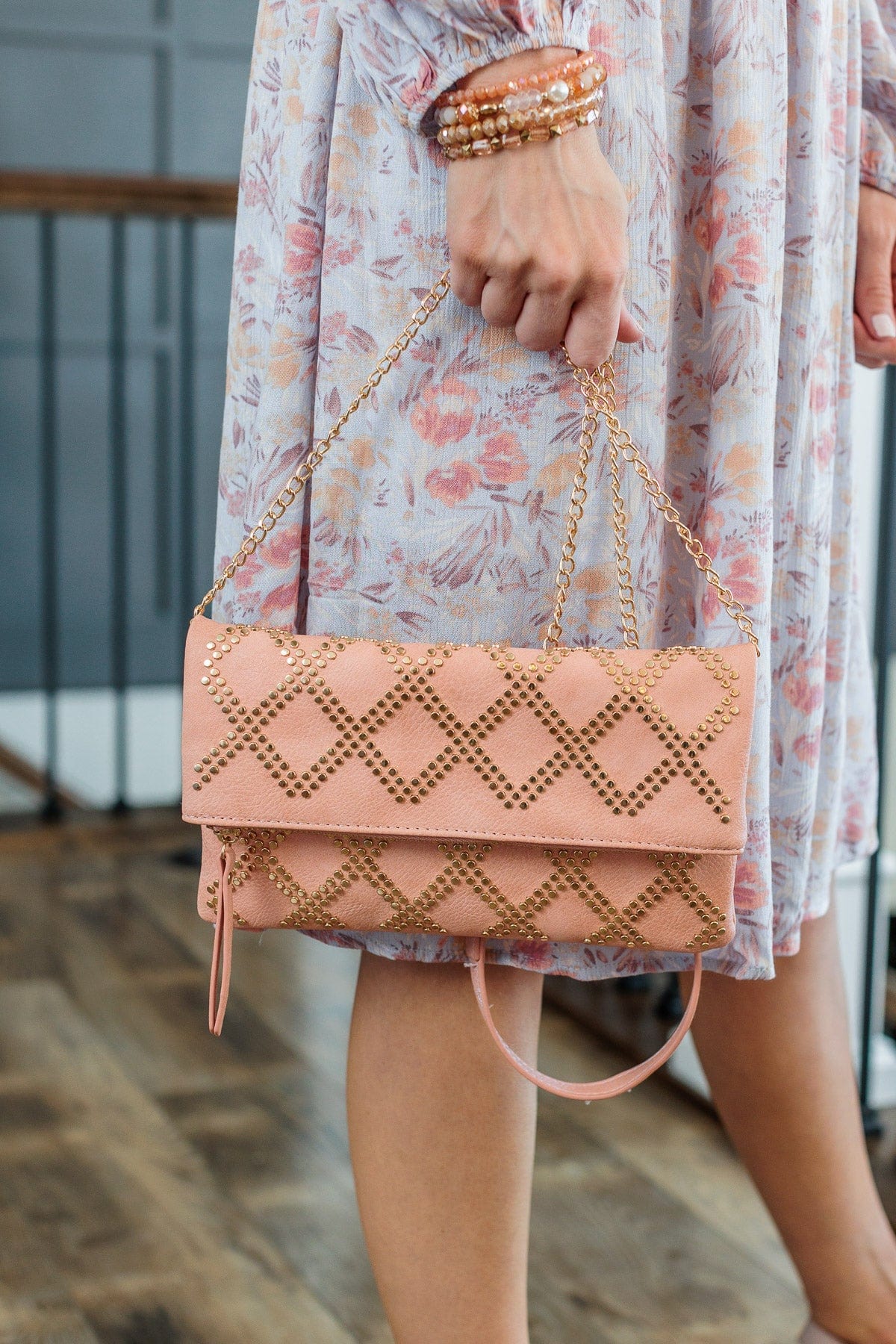 Want You Now Embellished Clutch- Peach - Image 4