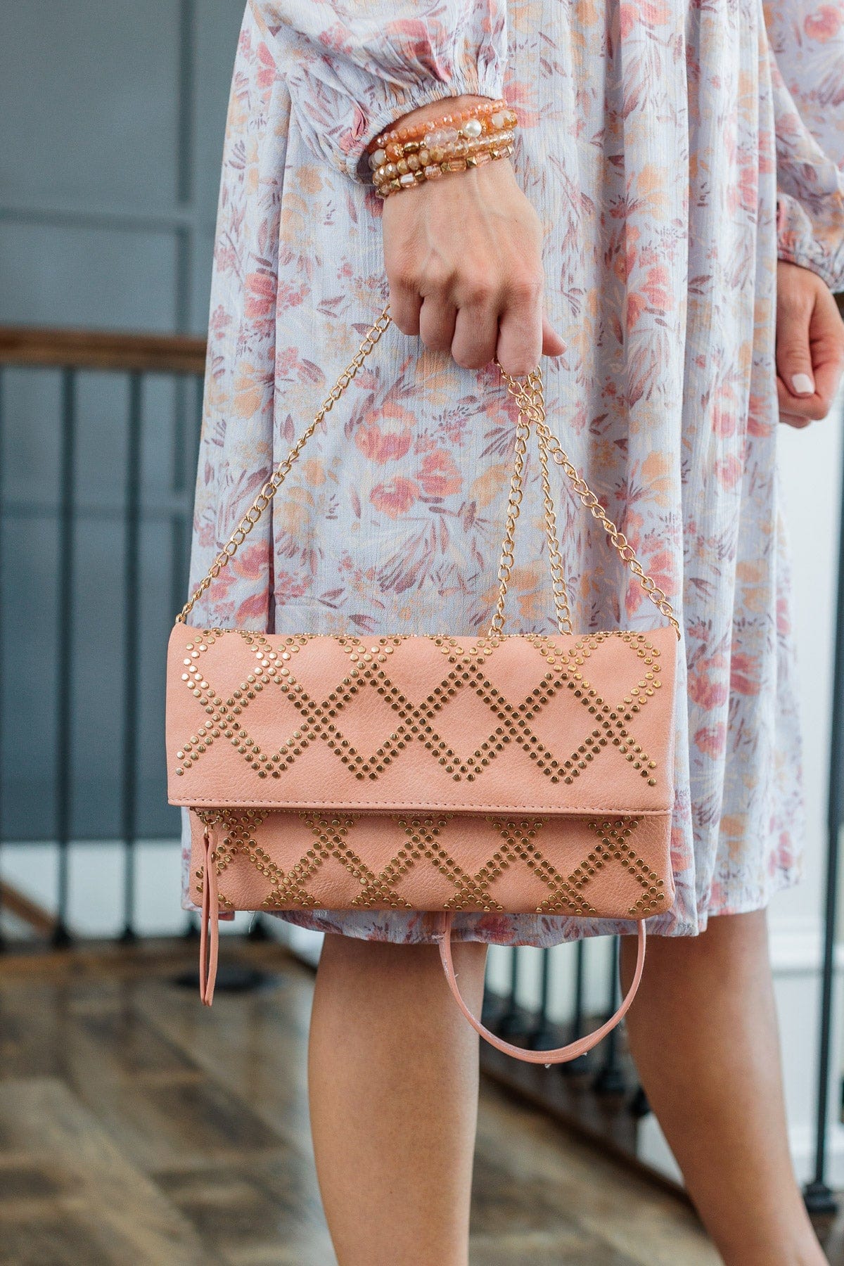 Want You Now Embellished Clutch- Peach - Image 6
