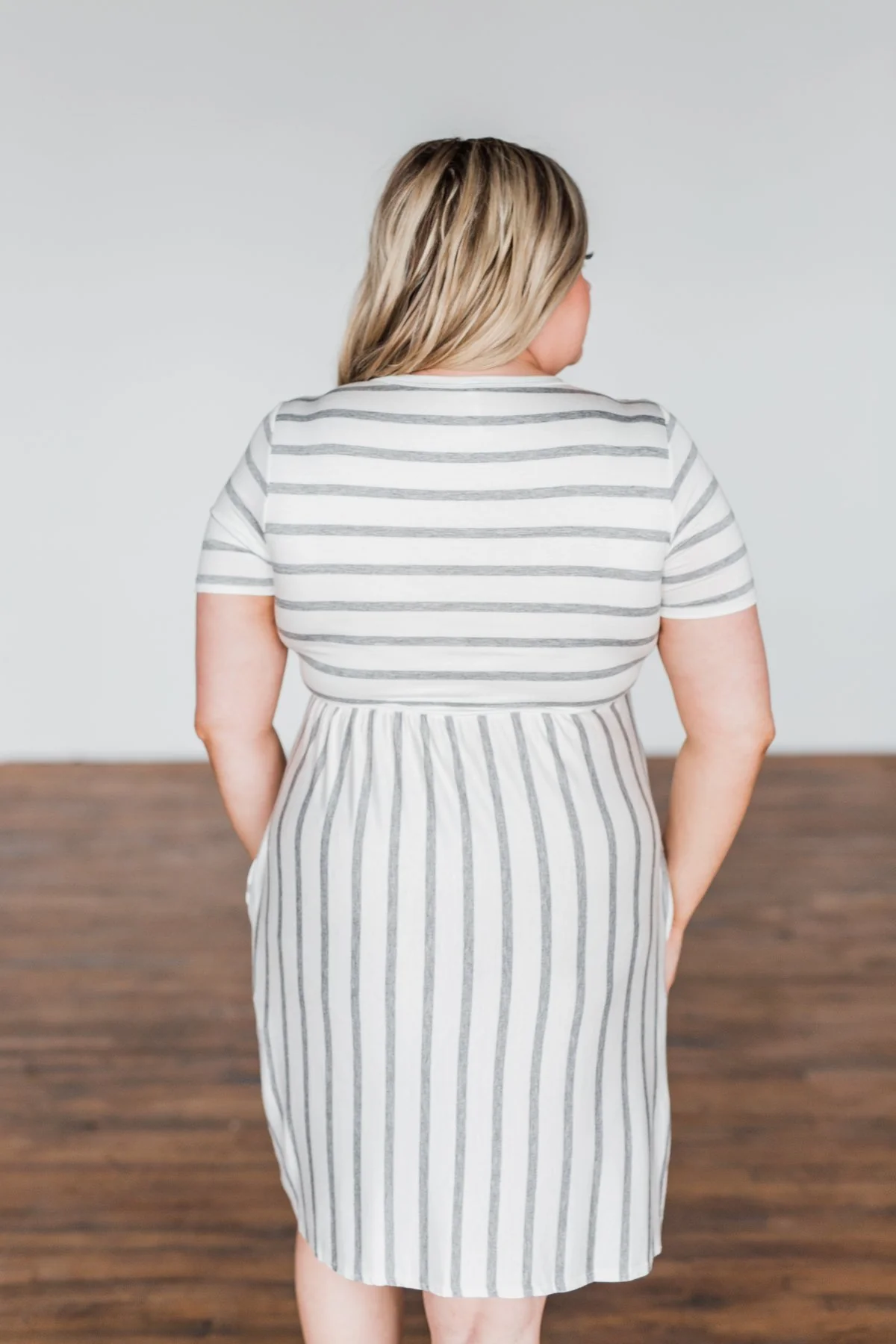 Wanted You To Know Striped Dress- Ivory & Grey - Image 7
