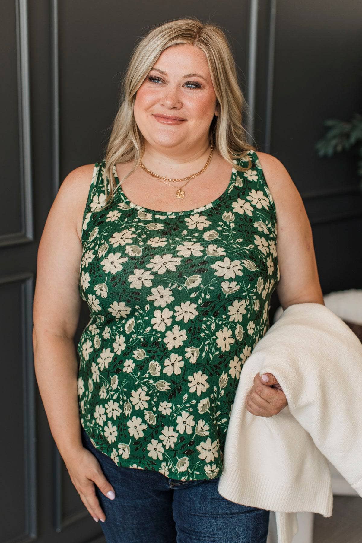 Wanting Attention Floral Tank Top- Green