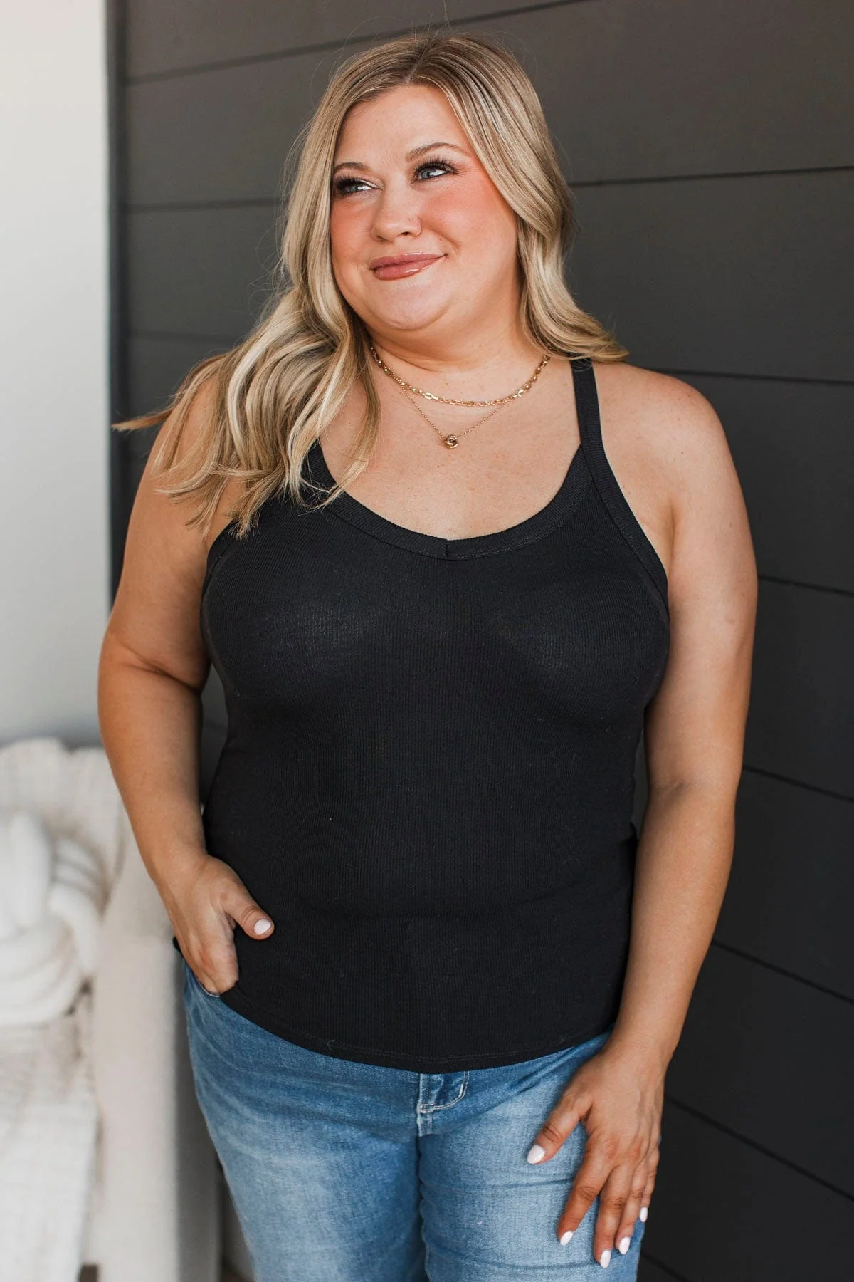 Wanting Everything Ribbed Tank Top- Black - Image 3