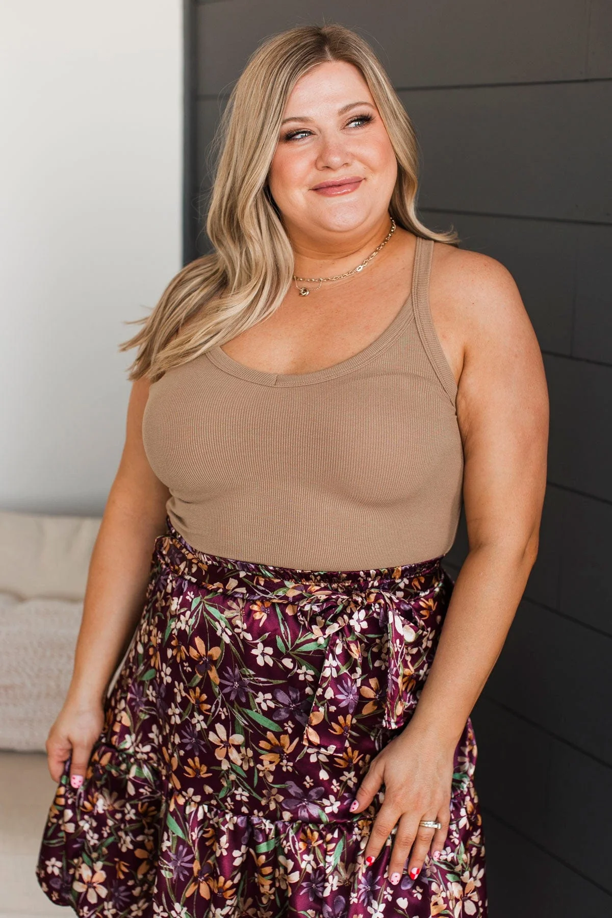 Wanting Everything Ribbed Tank Top- Taupe - Image 2