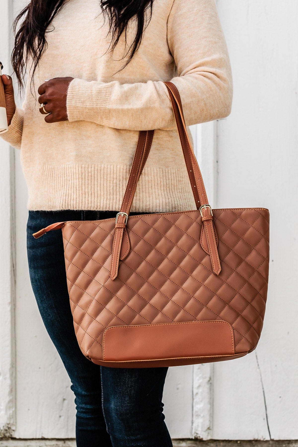 Wanting More Quilted Purse- Tan
