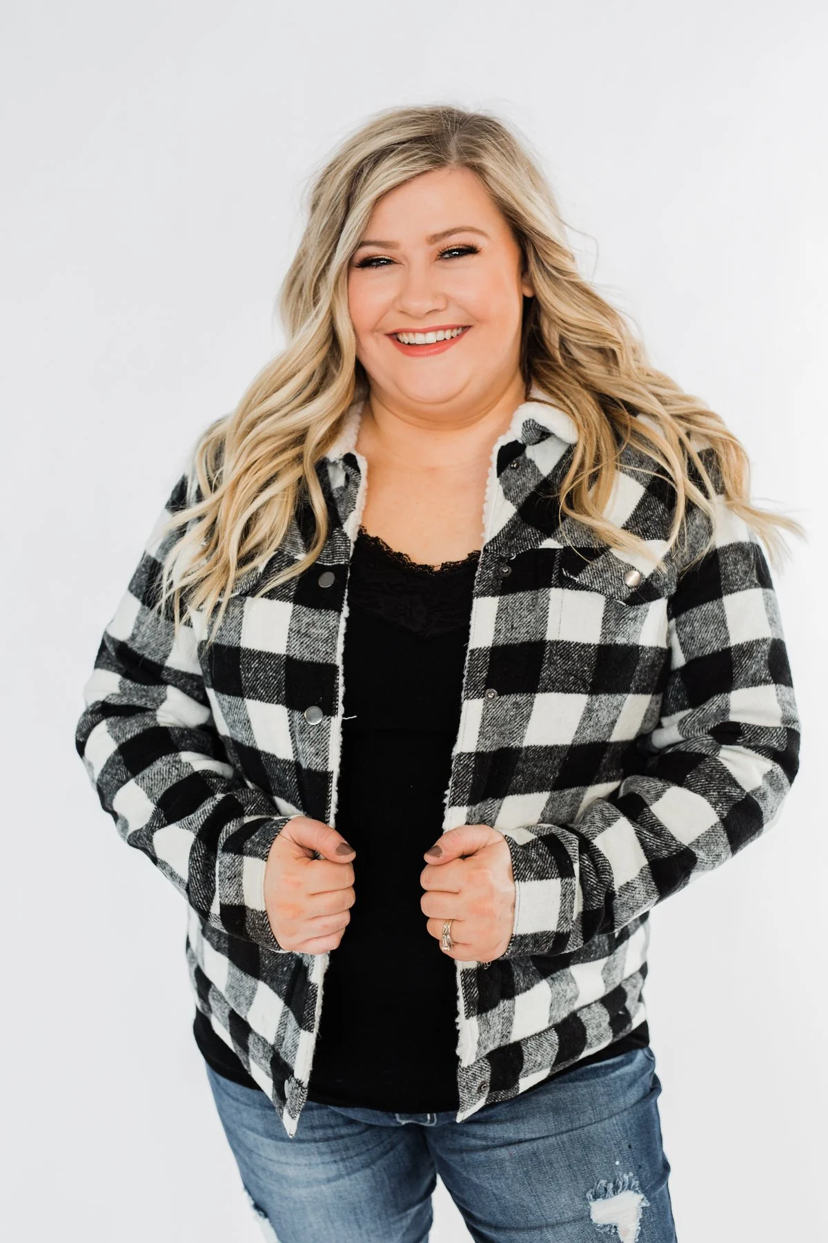 Warm All Winter Lined Jacket- White Buffalo Plaid - Image 4