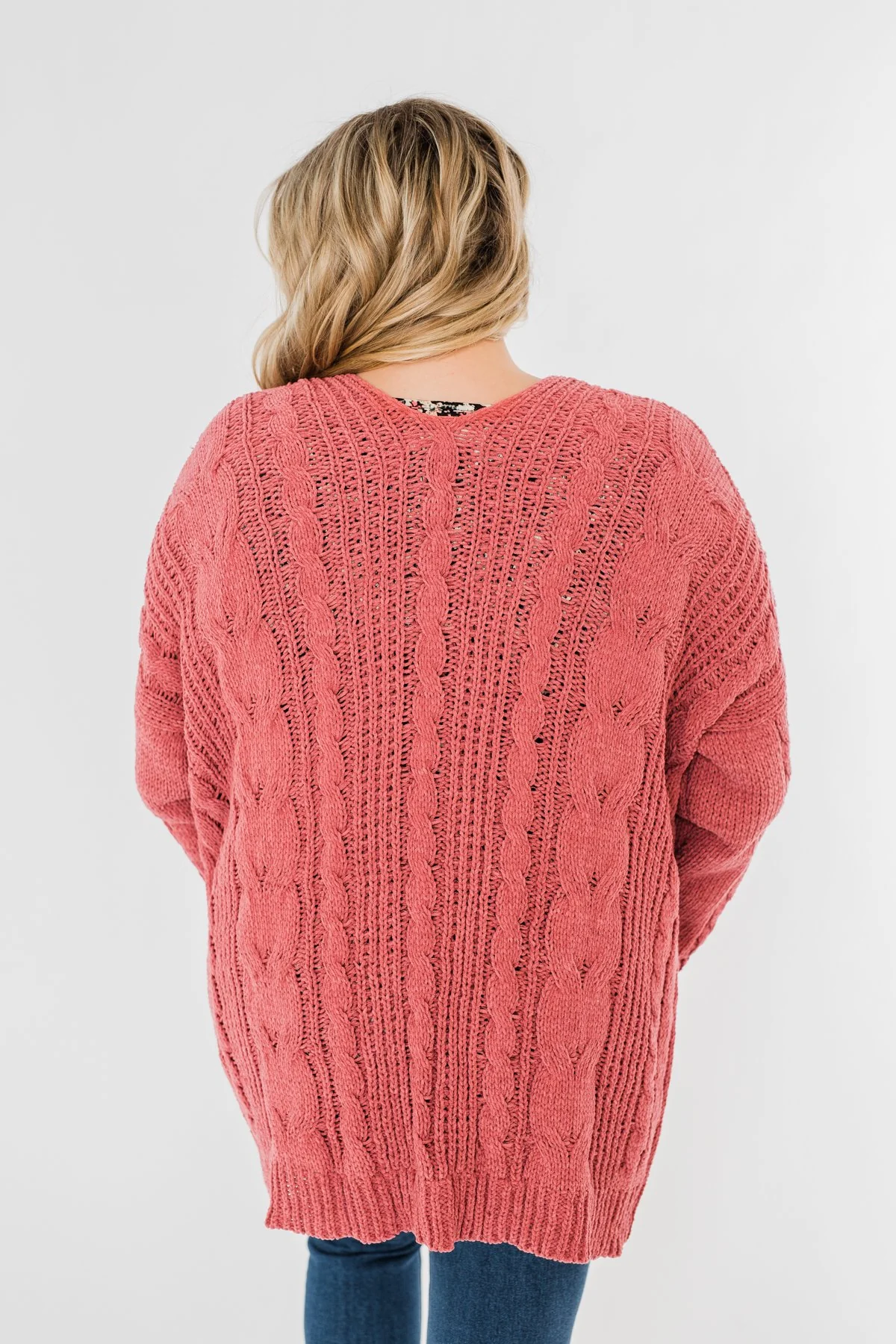 Warm & Cozy Chunky Cardigan- Deep Mauve Pink - Image 13