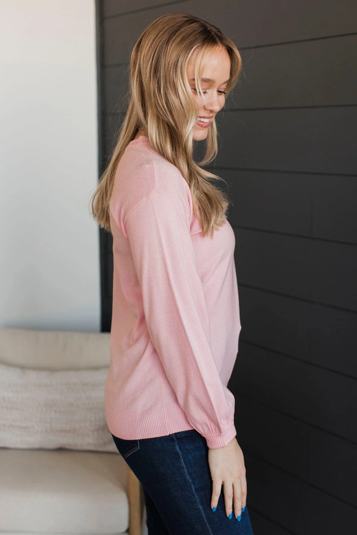 Warm Inspirations Knit Sweater- Light Pink - Image 6