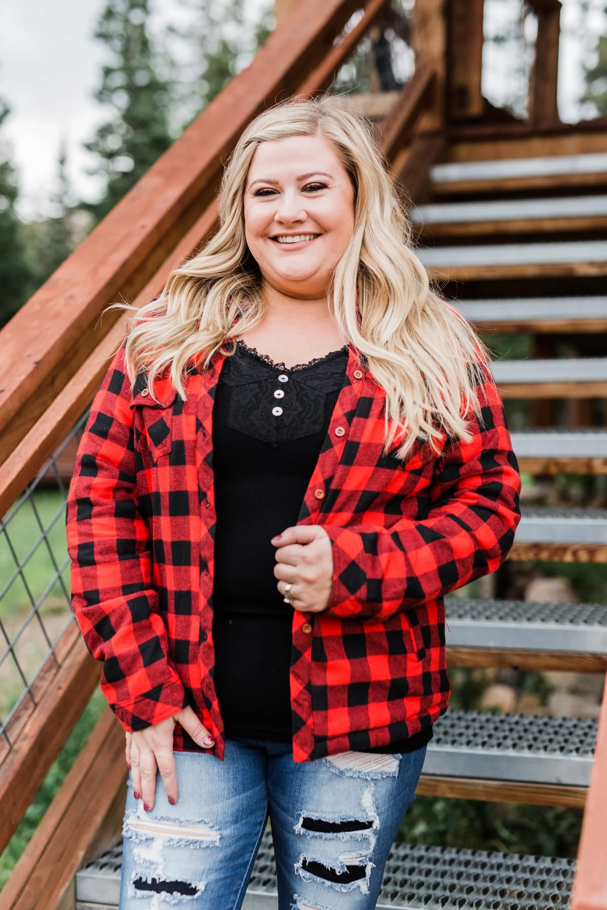 Warm Me Up Button Up Jacket- Buffalo Plaid - Image 5