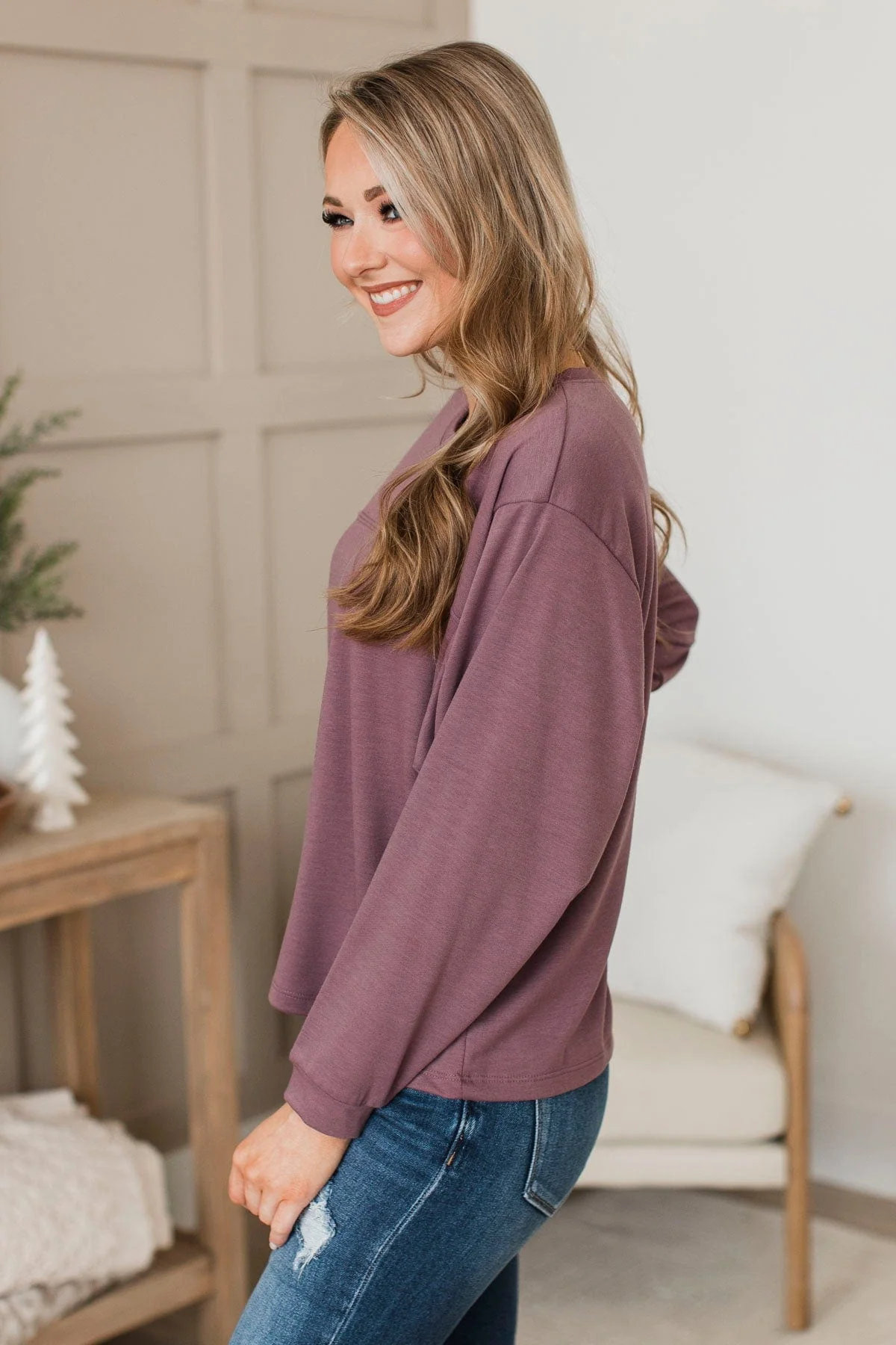 Warm Moments Dolman Sleeve Top- Dusty Purple - Image 6
