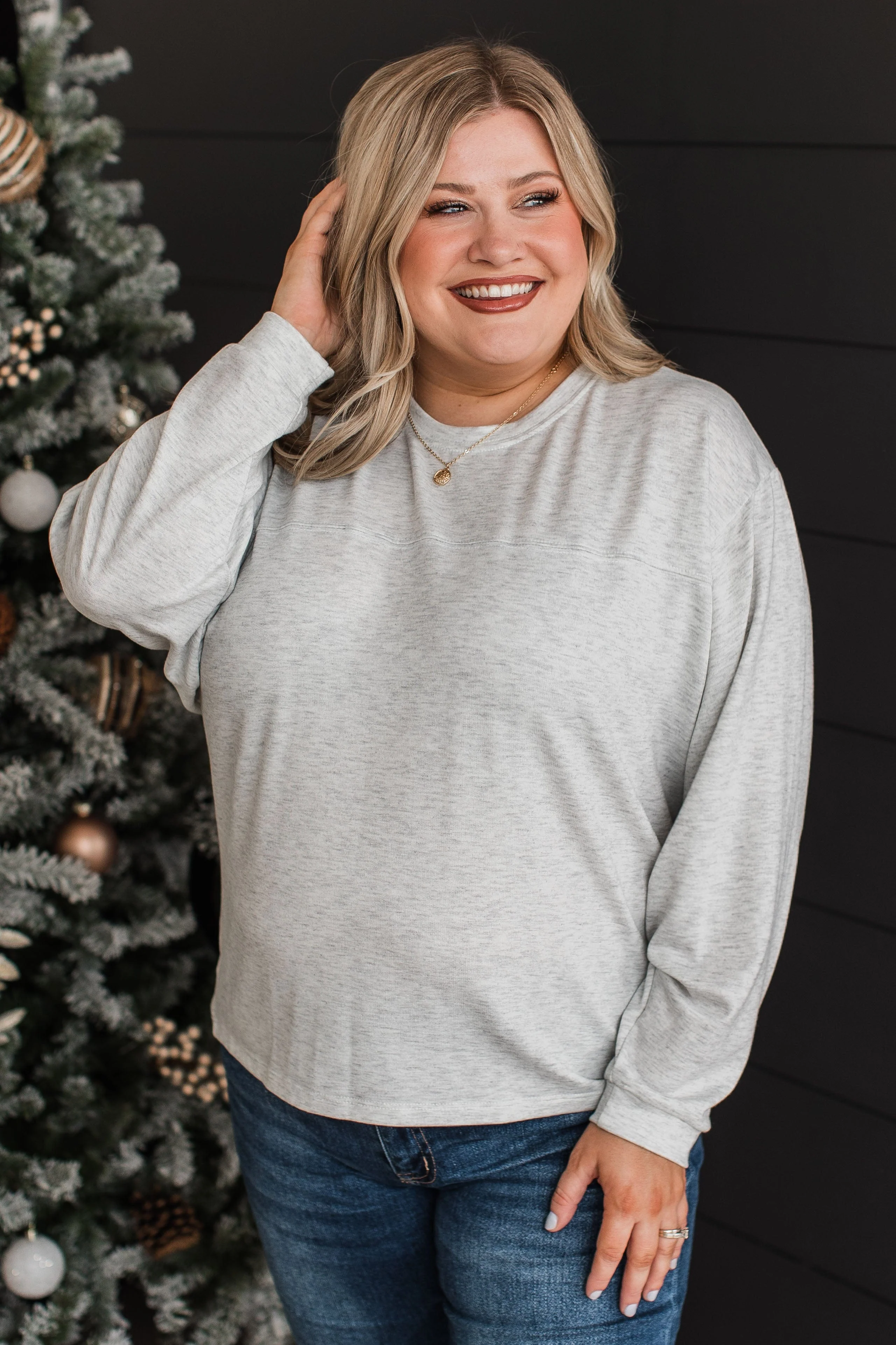 Warm Moments Dolman Sleeve Top- Heather Grey - Image 2