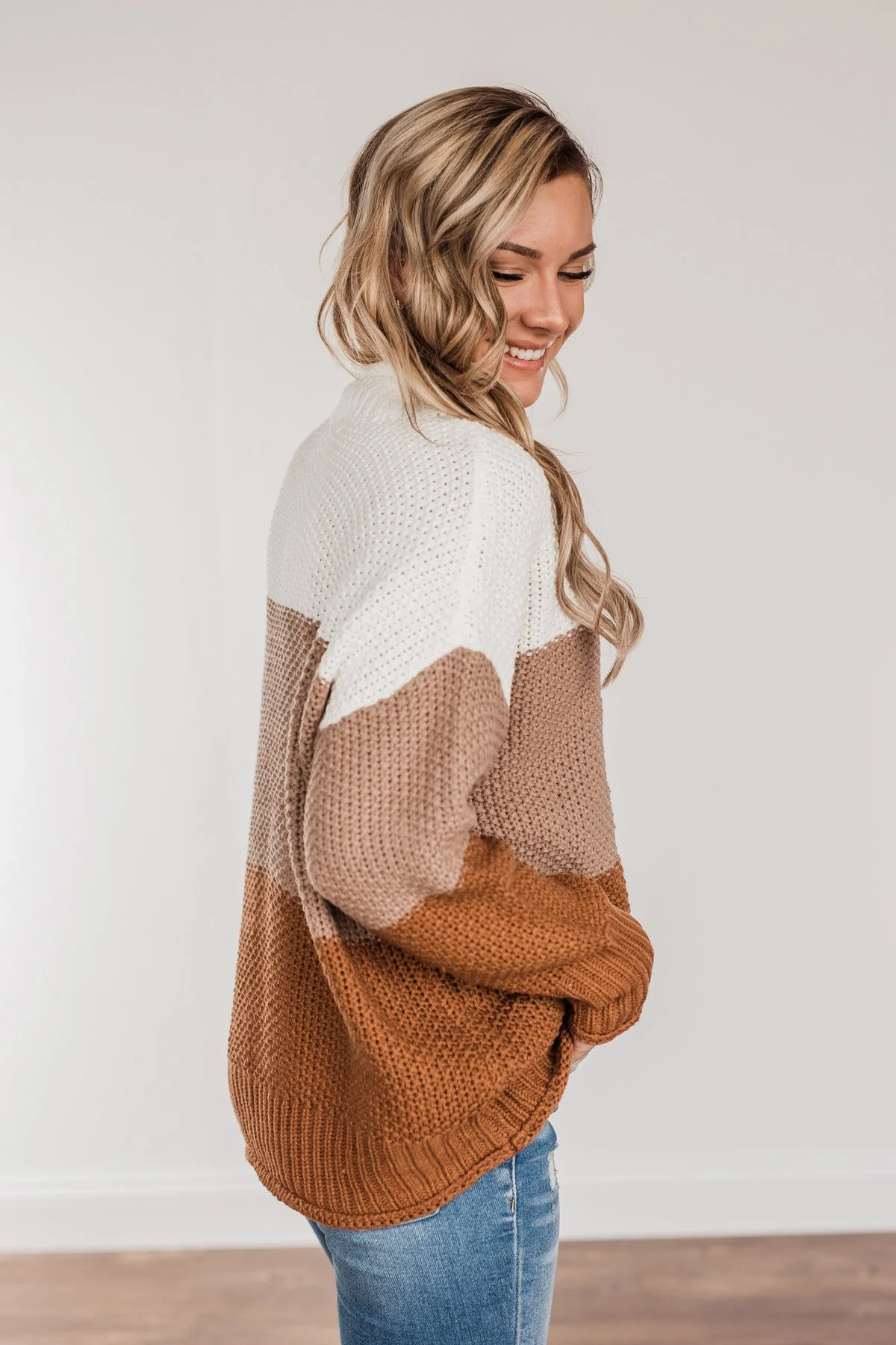 Warm & Toasty Color Block Knit Sweater- Mocha & Rust - Image 13