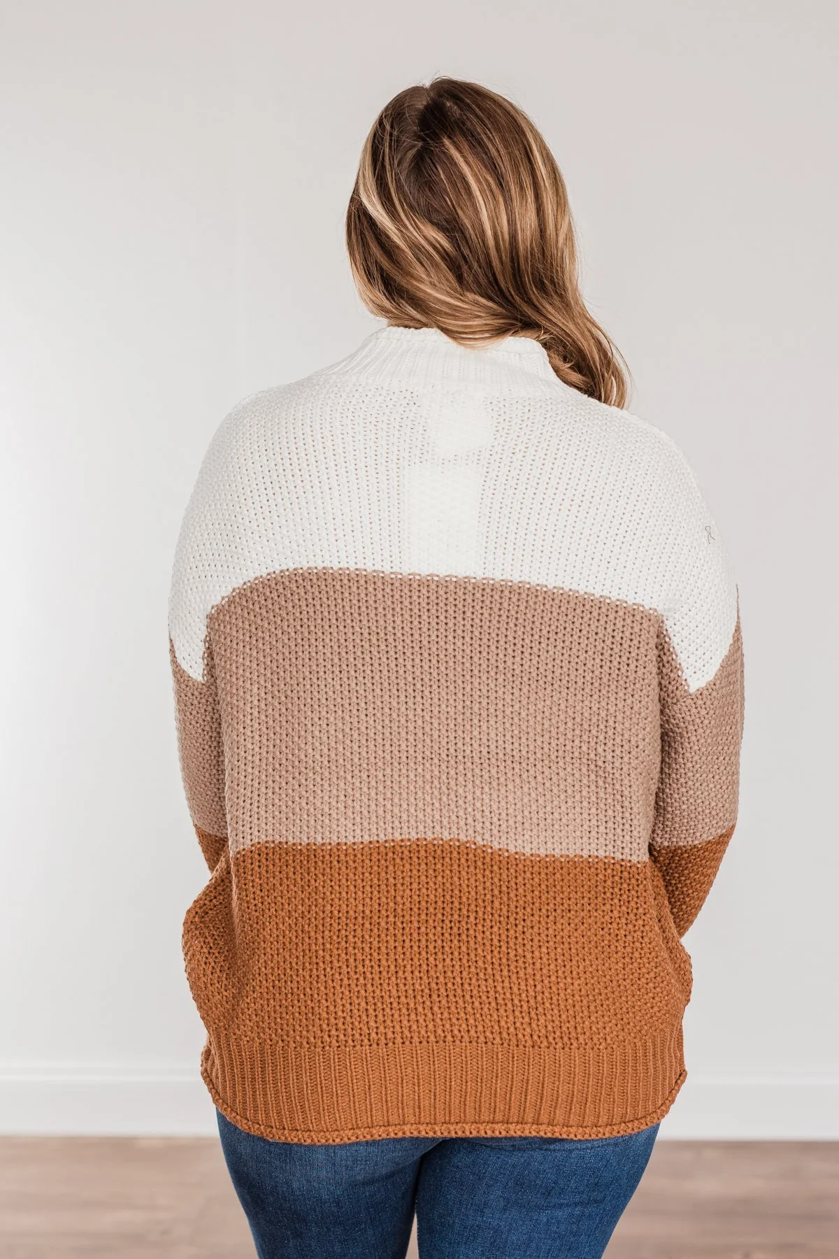 Warm & Toasty Color Block Knit Sweater- Mocha & Rust - Image 14