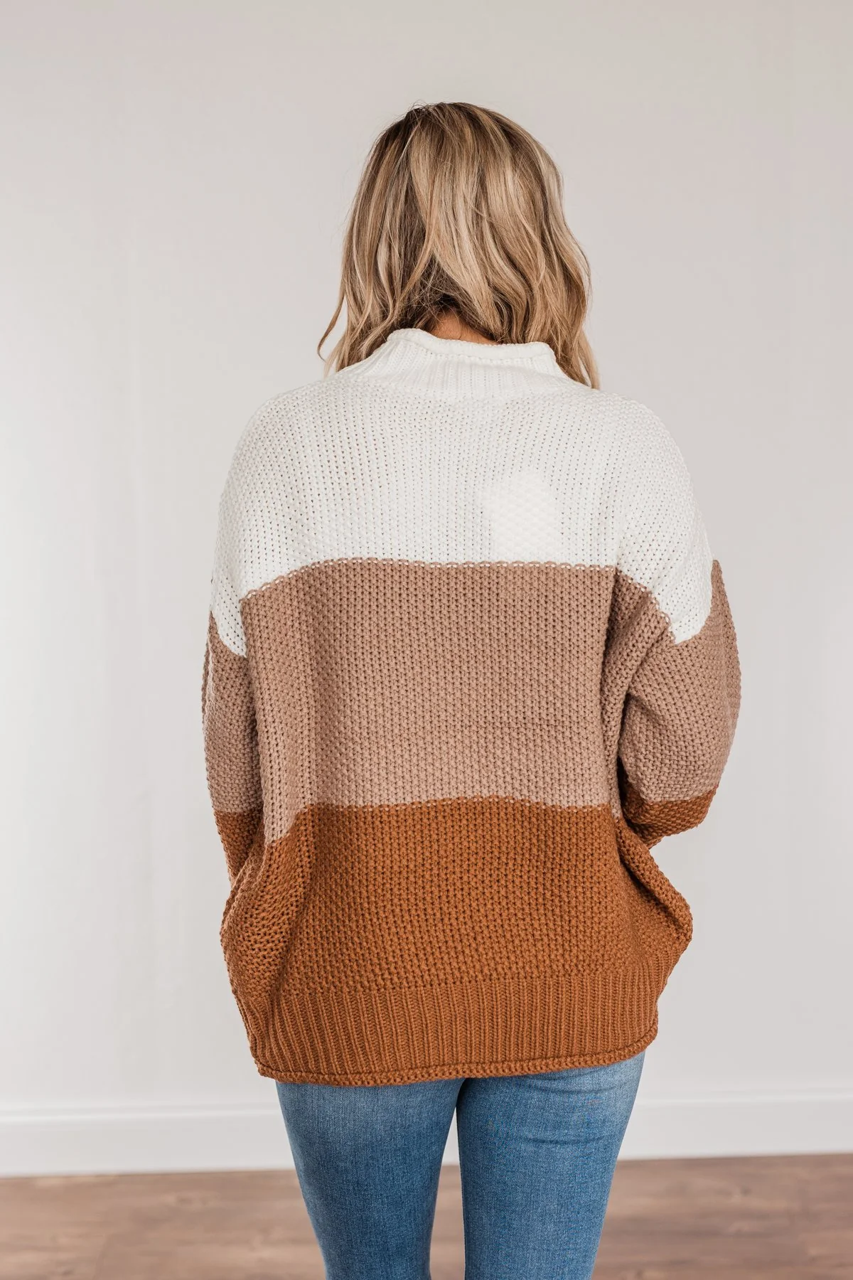 Warm & Toasty Color Block Knit Sweater- Mocha & Rust - Image 15