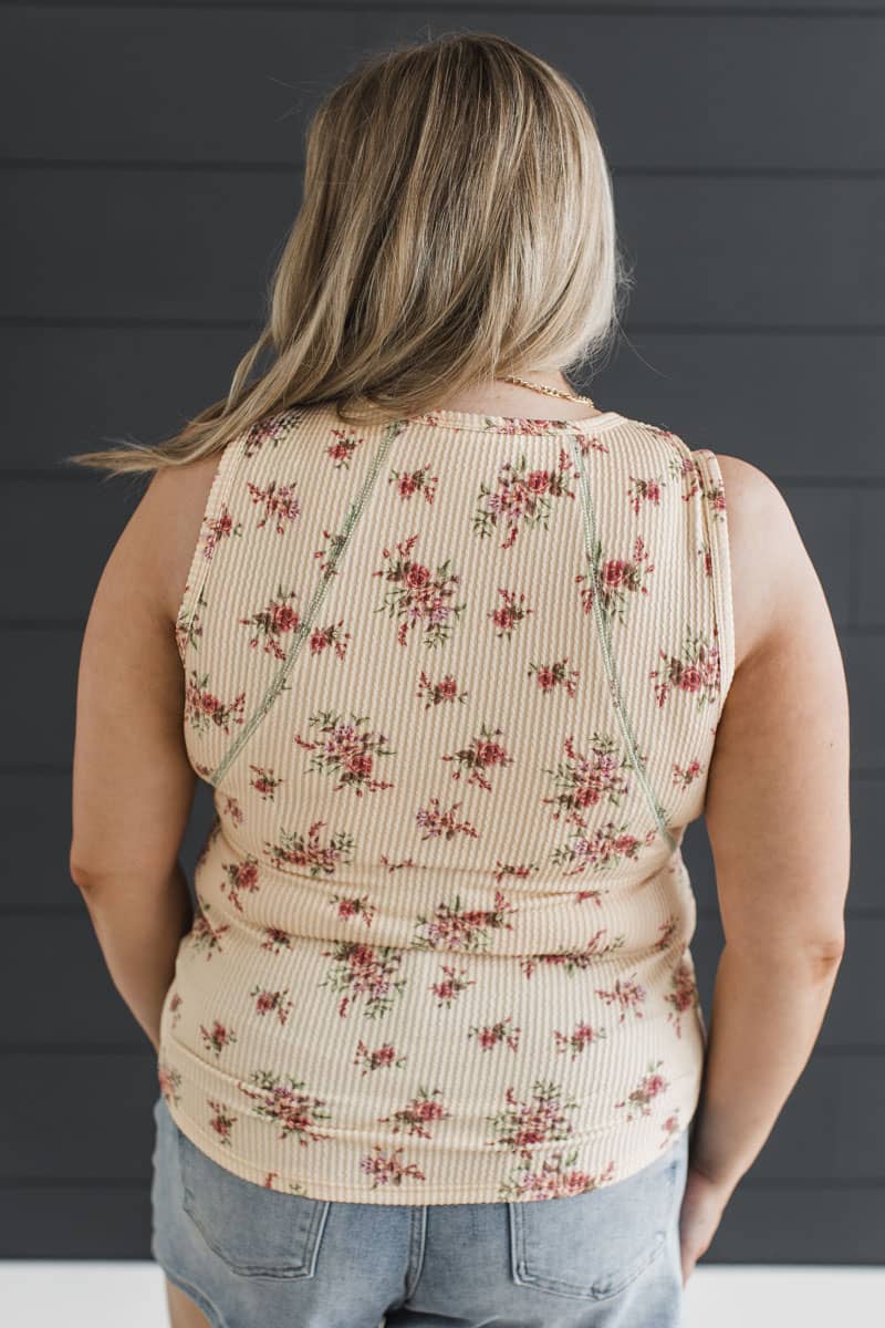 Warm Vanilla Days Floral Tank Top- Pale Yellow - Image 7
