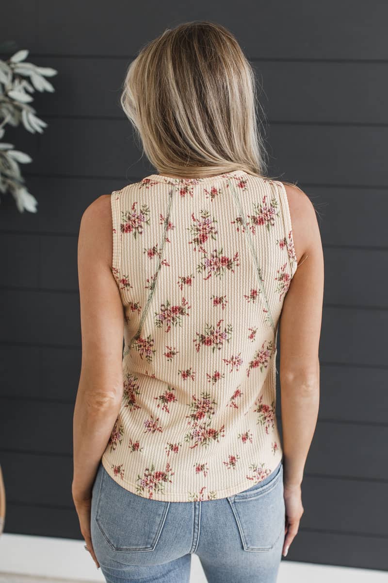 Warm Vanilla Days Floral Tank Top- Pale Yellow - Image 8