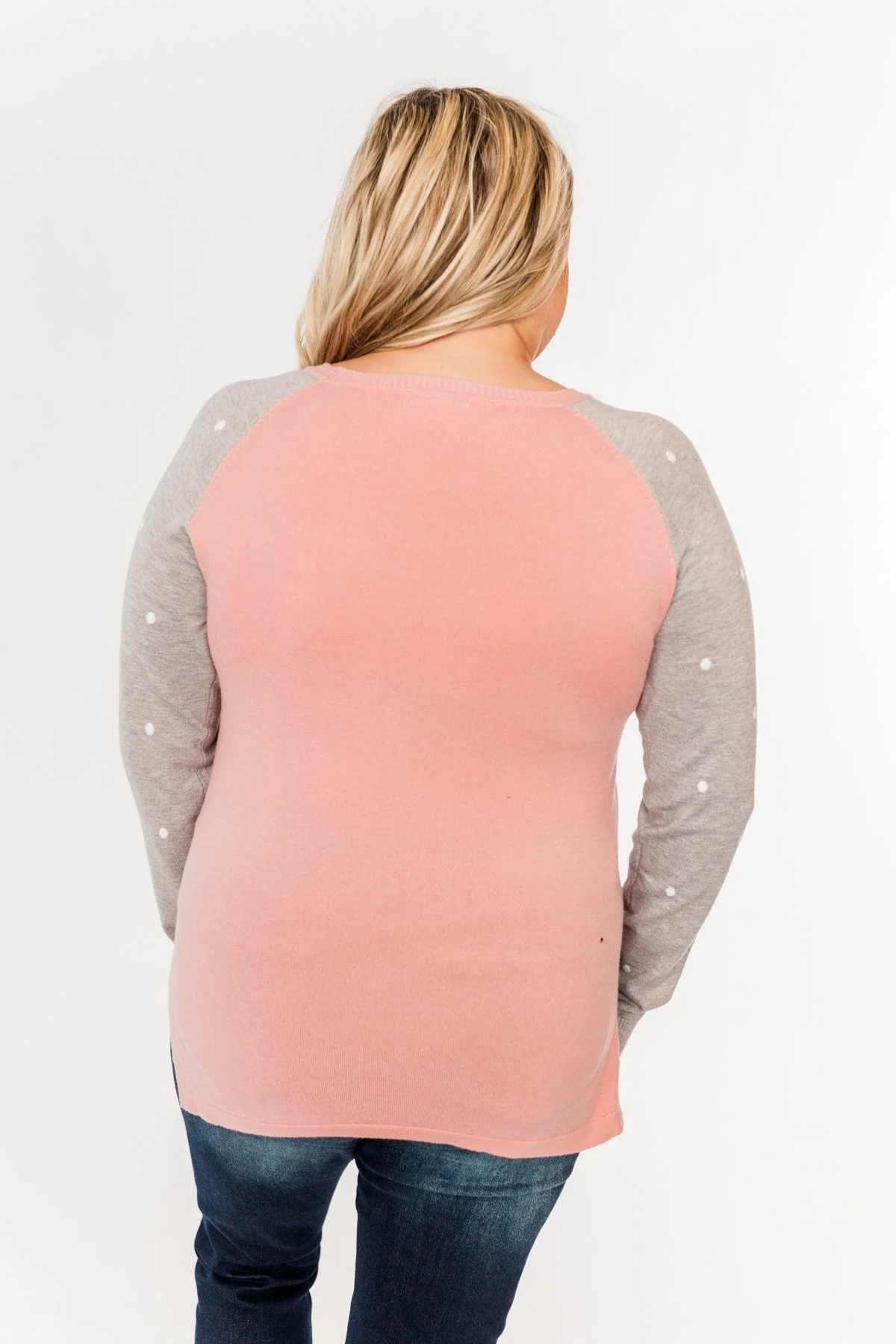 Warm Wishes Lightweight Knit Sweater- Grey & Pink - Image 11