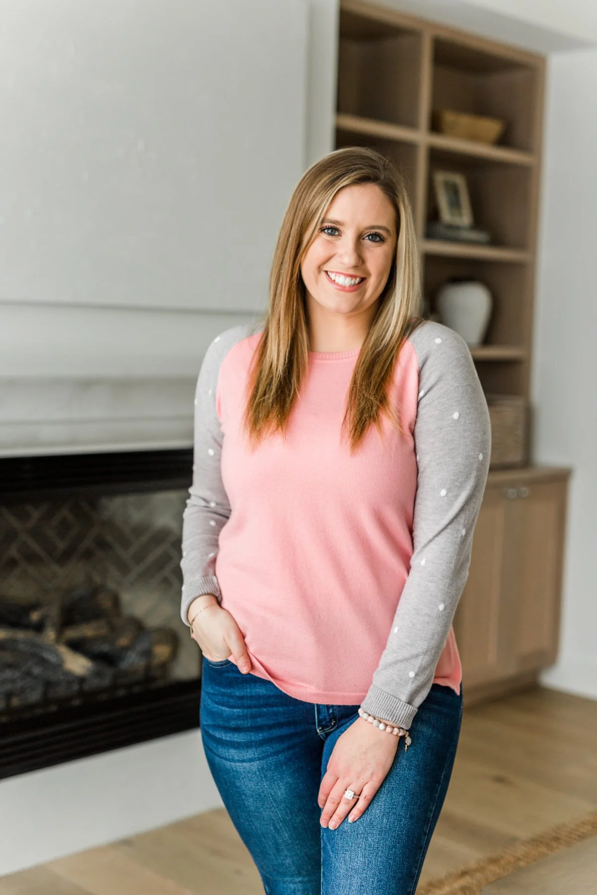 Warm Wishes Lightweight Knit Sweater- Grey & Pink - Image 2