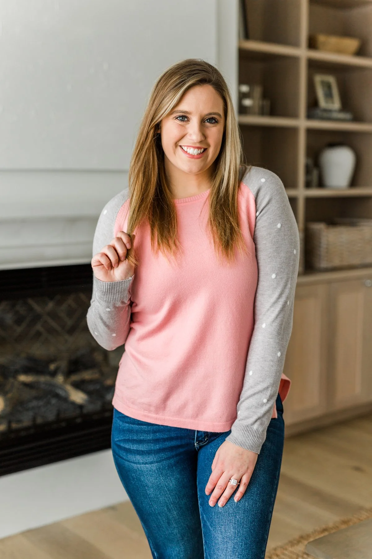 Warm Wishes Lightweight Knit Sweater- Grey & Pink - Image 5