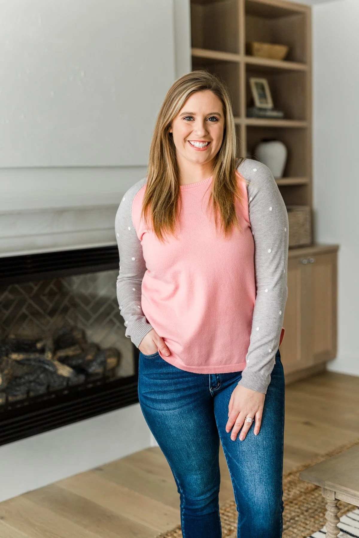 Warm Wishes Lightweight Knit Sweater- Grey & Pink - Image 8