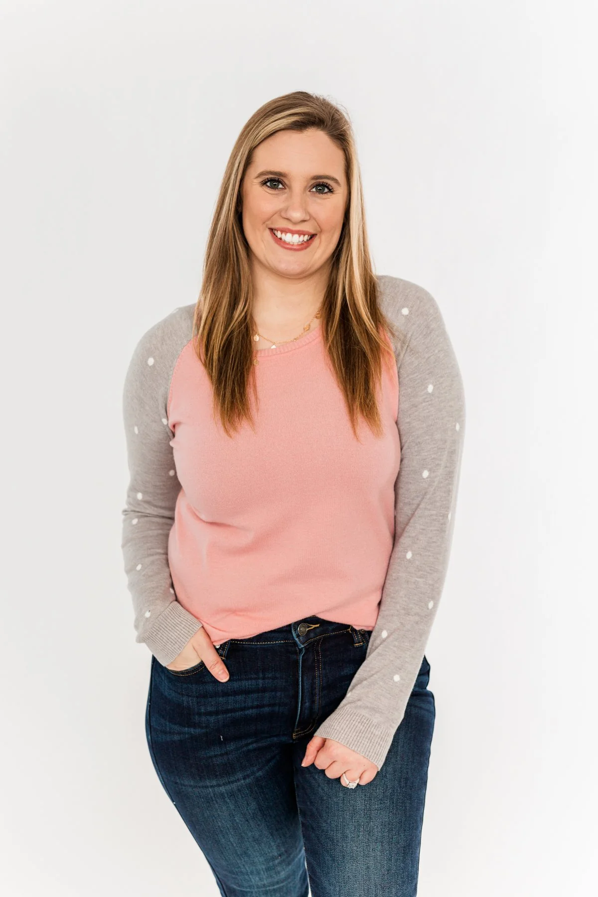 Warm Wishes Lightweight Knit Sweater- Grey & Pink - Image 9