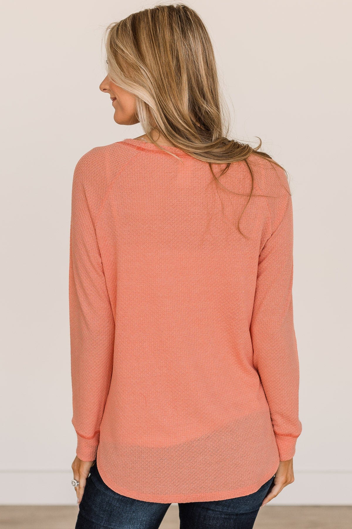 Warmest Love Knit Long Sleeve Top- Coral - Image 3