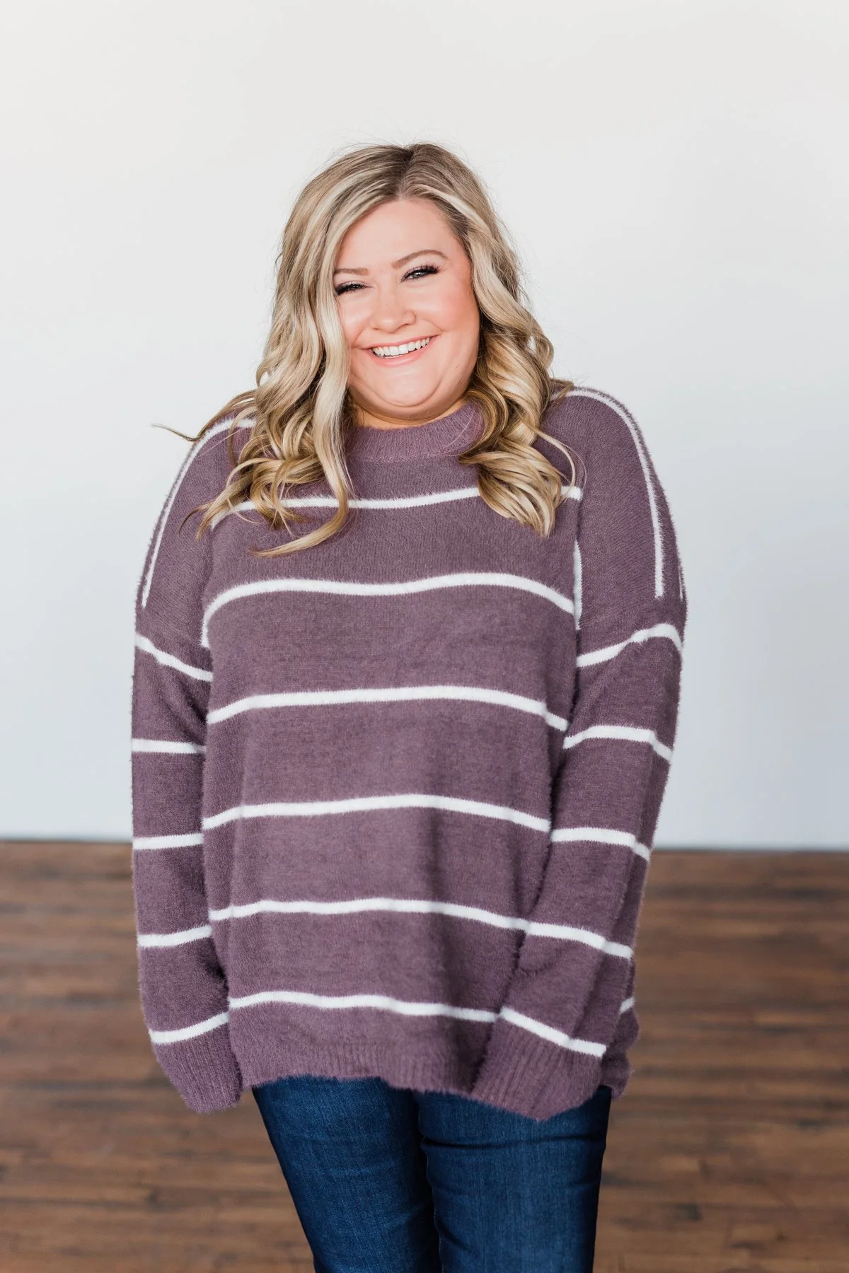 Waste My Time Striped Sweater- Antique Mauve - Image 6