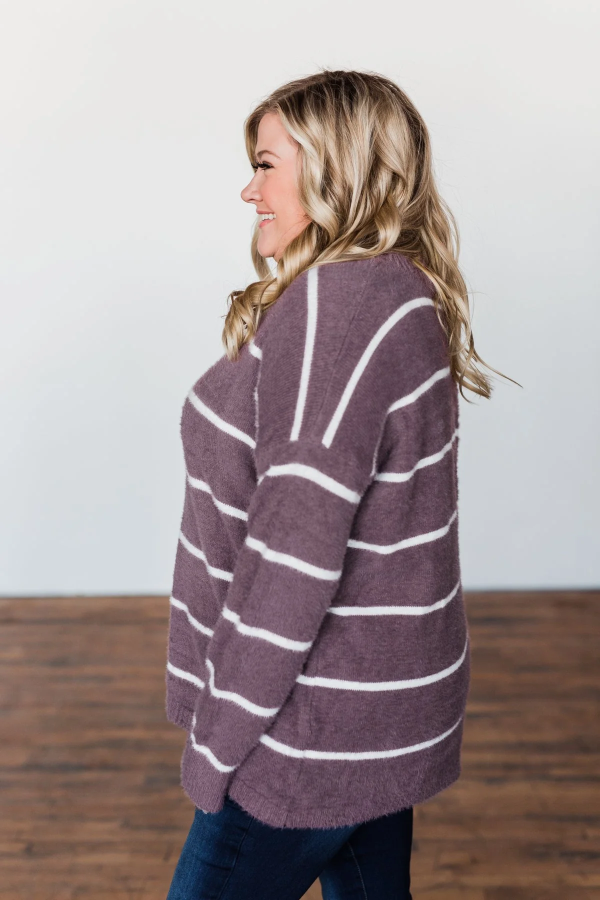 Waste My Time Striped Sweater- Antique Mauve - Image 8